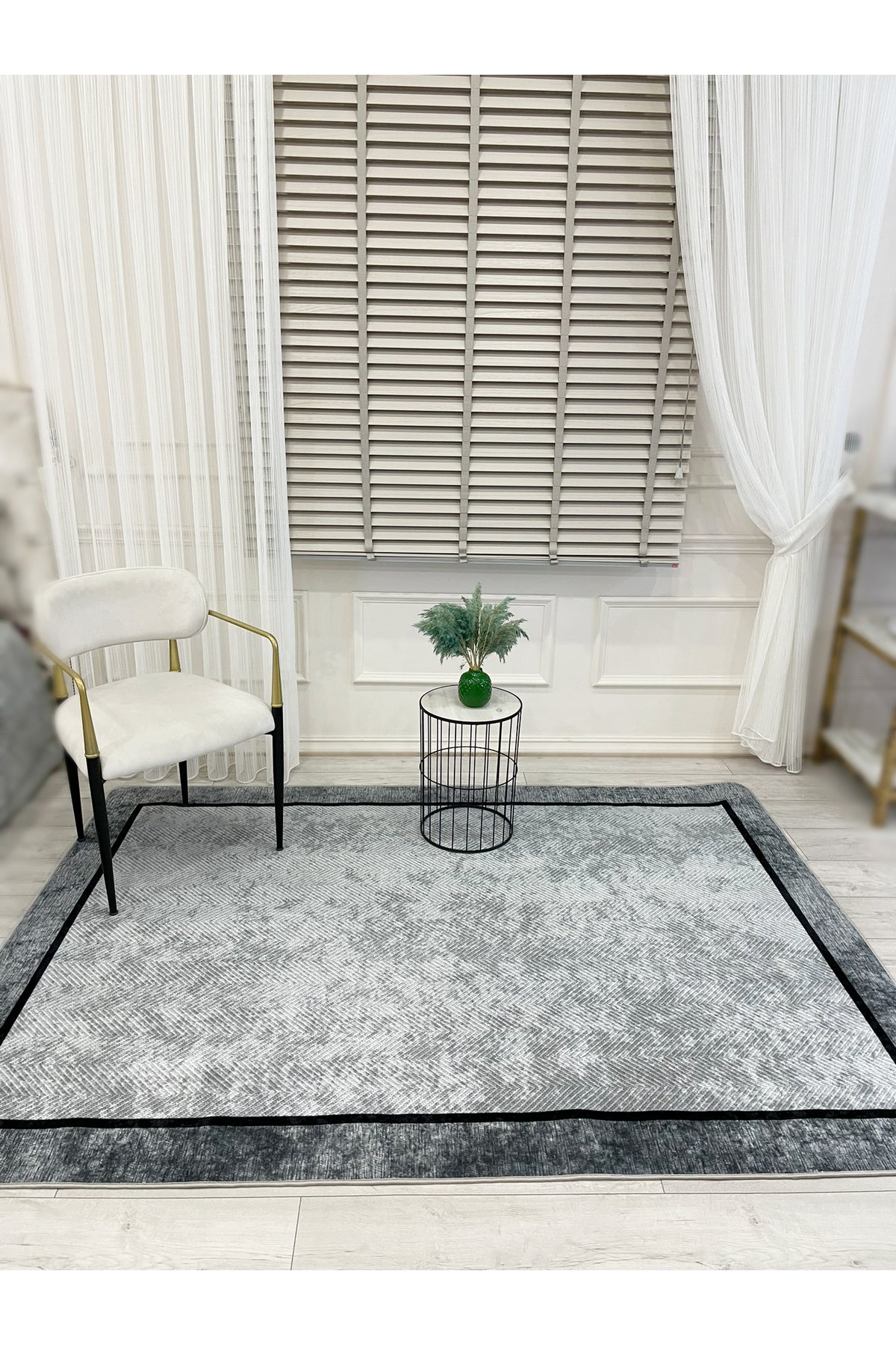 GRAY Jute Sisal-Look Bordered Non-Slip Base Runner Kitchen Rug