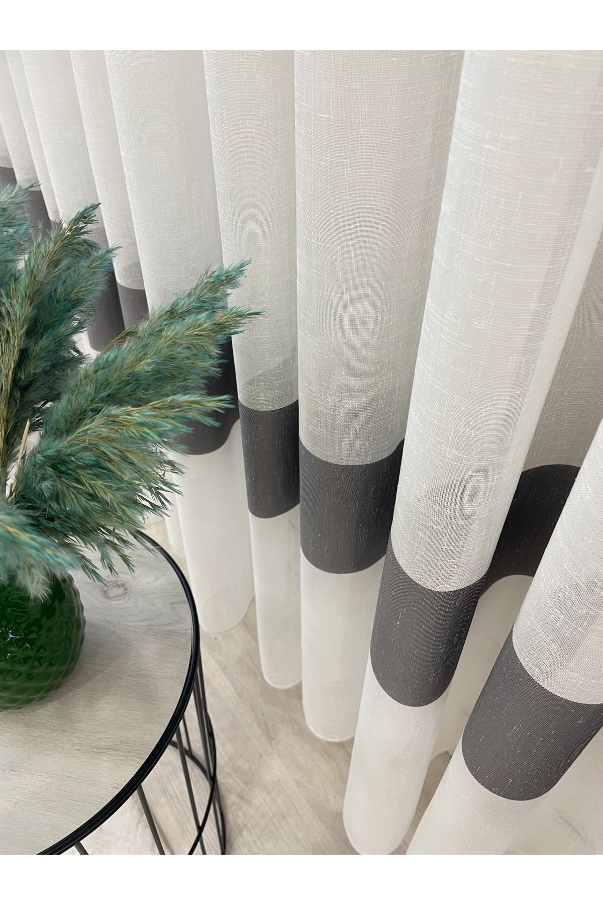 Hem-Banded Linen-Look 1/3 Dense Pleated - Ecru Sheer Curtain