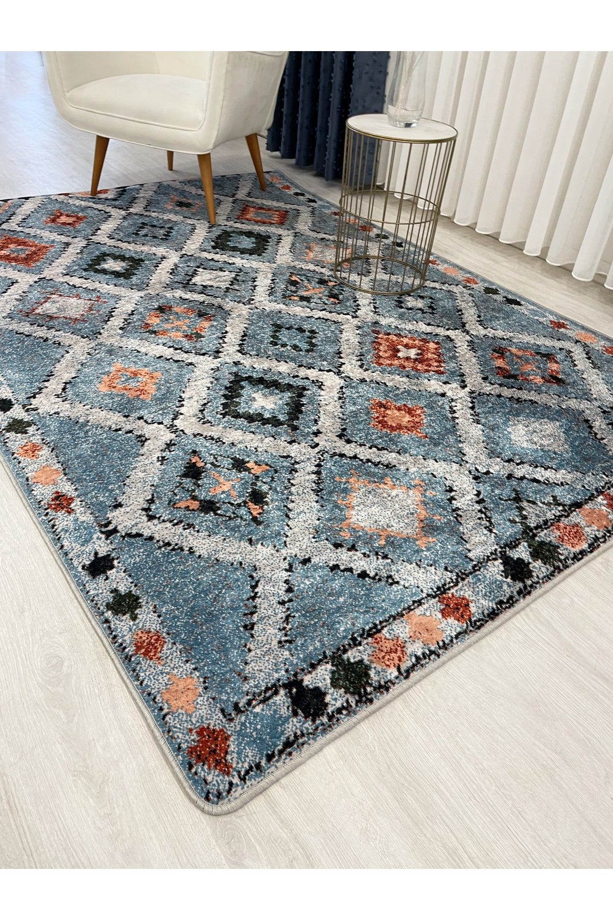 Kilim Motif Bohemian Non-Slip Base Runner Rug