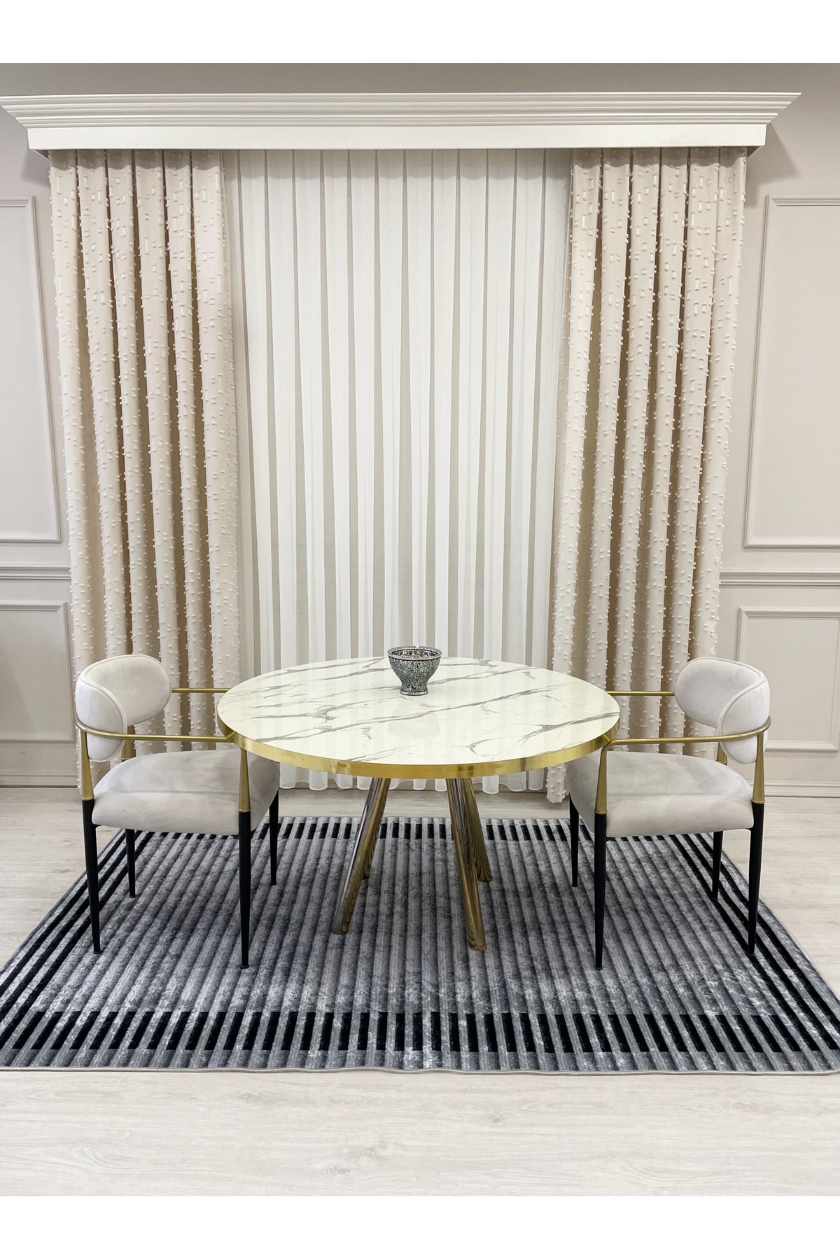 GRAY Striped Pattern Non-Slip Base Sisal-Look Runner Rug