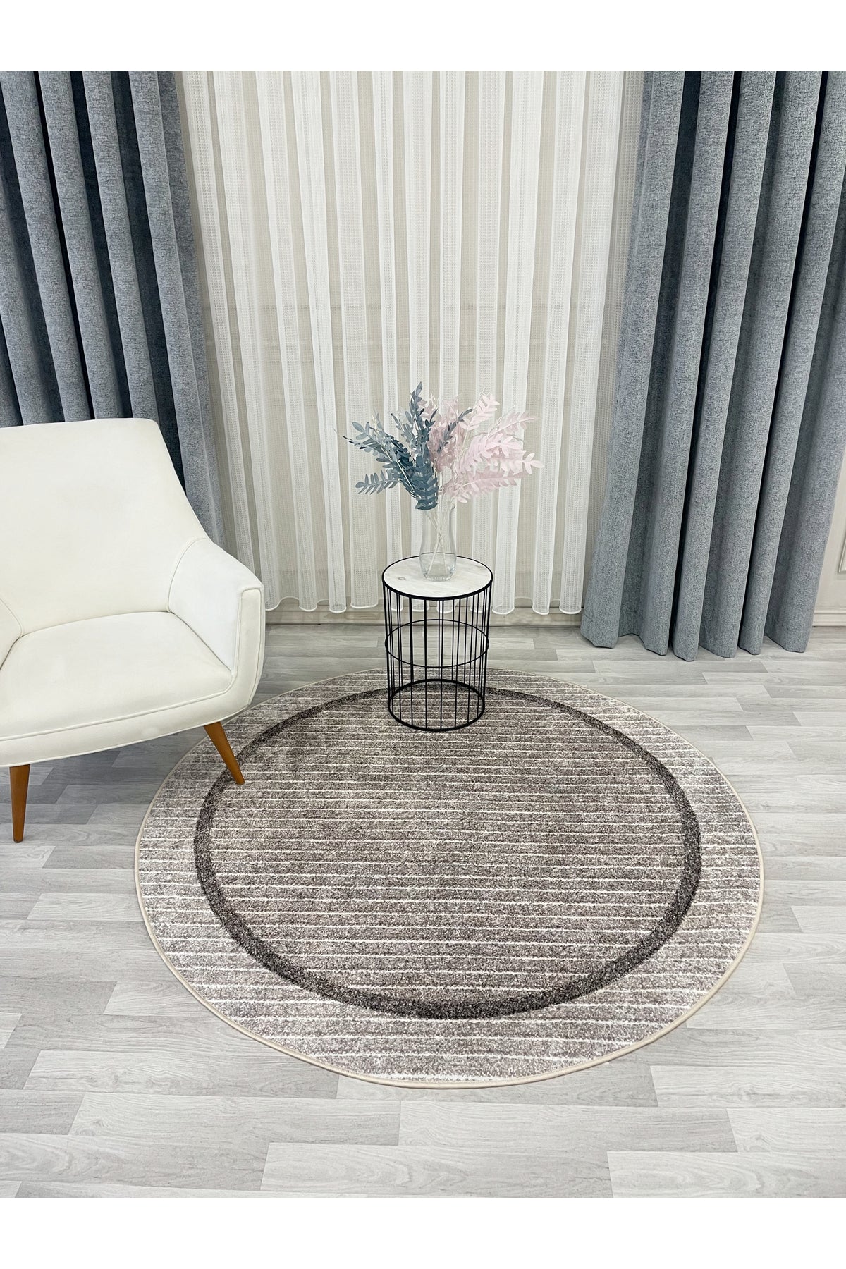 Scandinavian Style Non-Slip Sisal-Look Round Rug