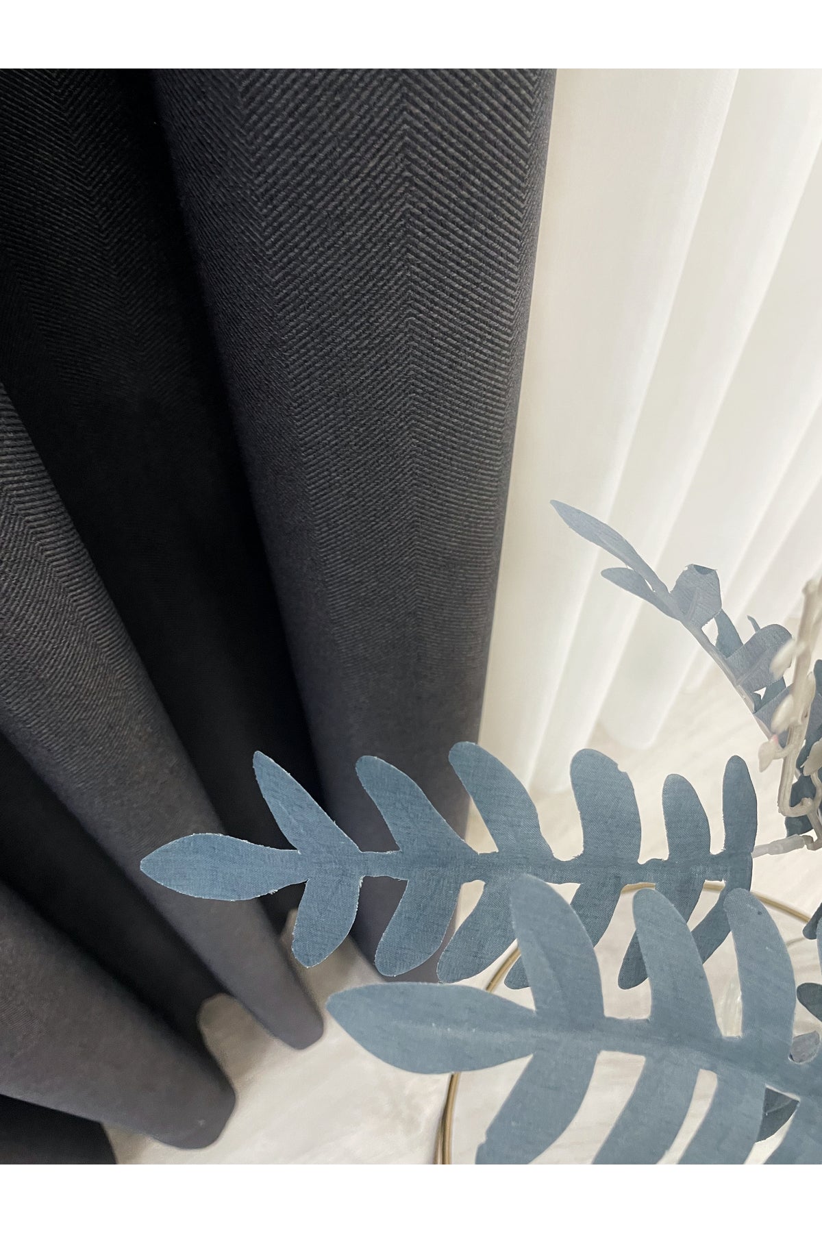 Heathered Milky Brown Linen-Look 1/3 Dense Pleated Blackout Curtain