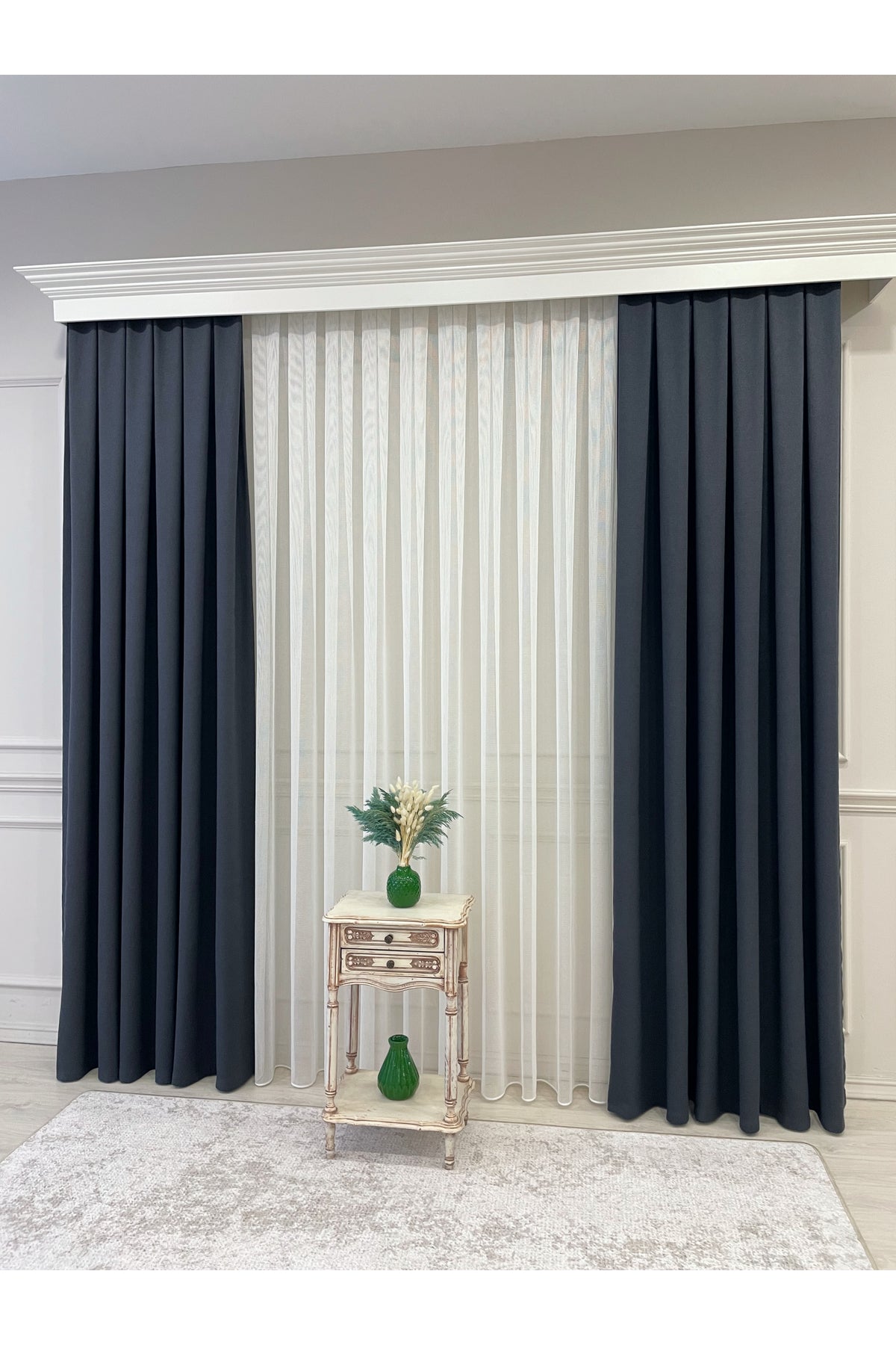 Modern Steel Chainmail Pattern 1/2.5 Medium Pleat - Ecru Sheer Curtain