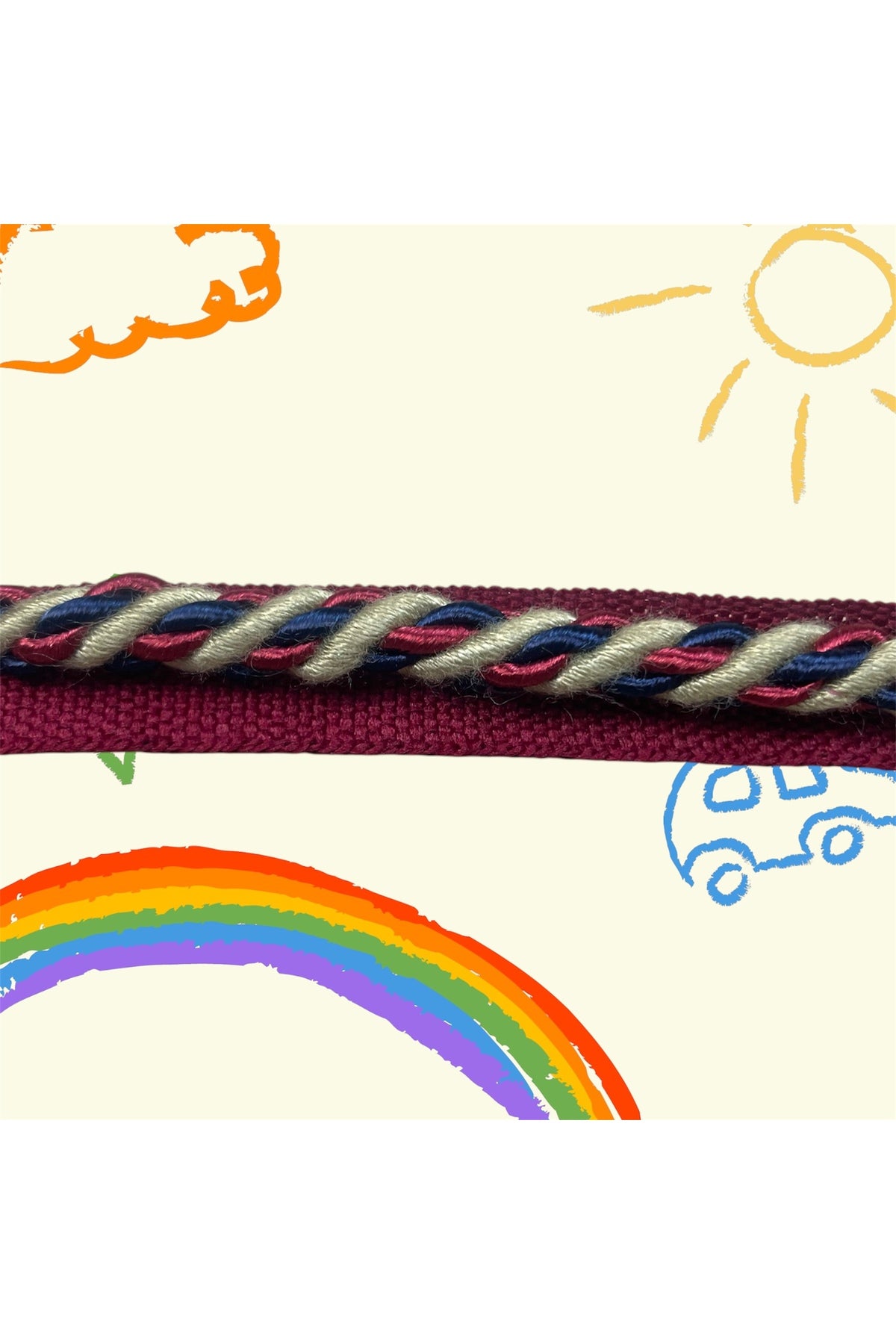 3 METERS - WHITE-PINK-YELLOW Color Thick Rope Cord