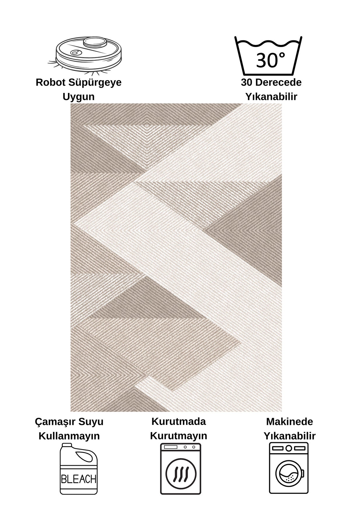 Gray Geometric Pattern Non-Slip Base Runner Rug
