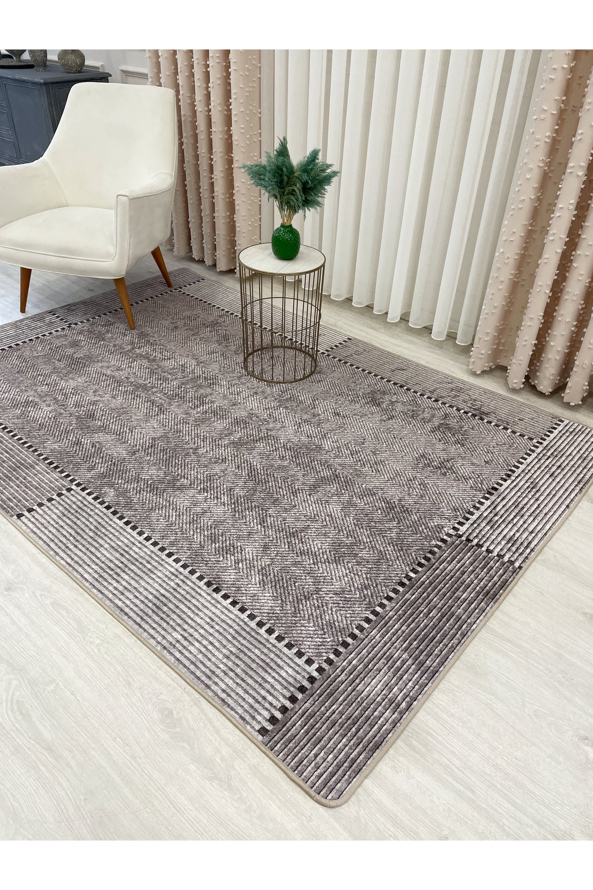 GRAY-BLACK Jute Sisal Look Non-Slip Base Runner Rug