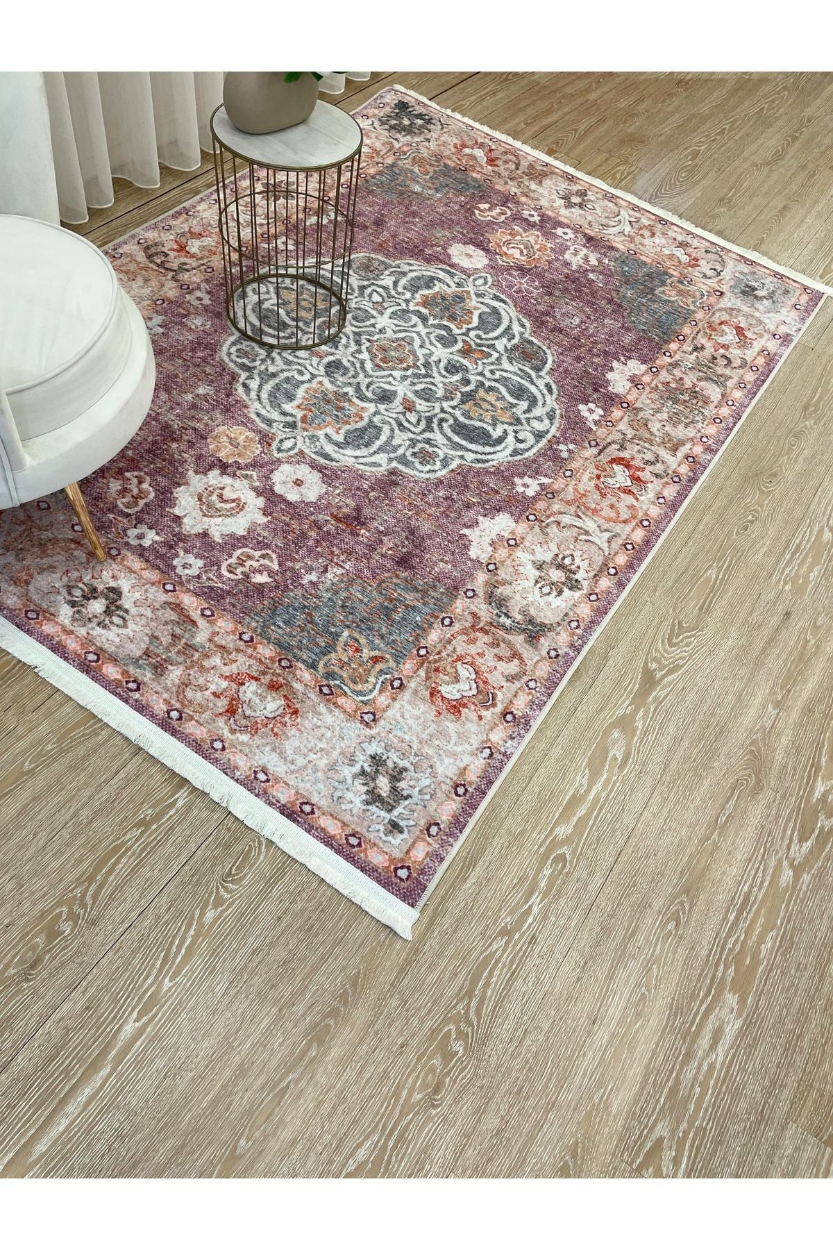 Vintage-Look Classic Salon Rug - Gray-Teal