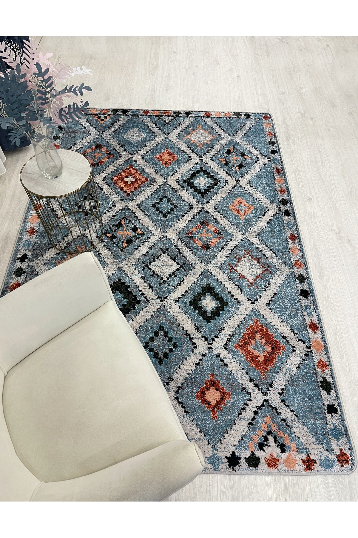 Kilim Motif Bohemian Non-Slip Base Runner Rug