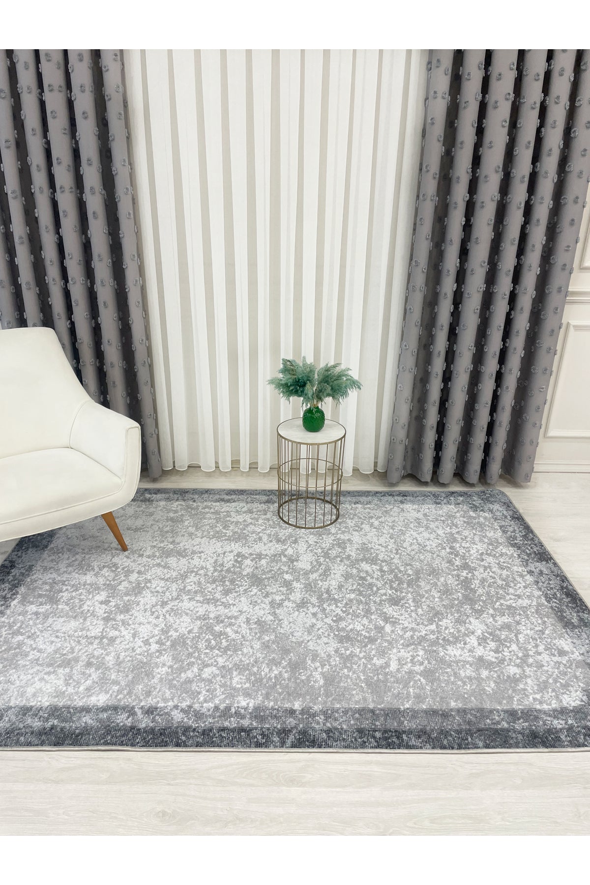 BEIGE-BLACK Framed Border Modern Pattern Latex Base Rug