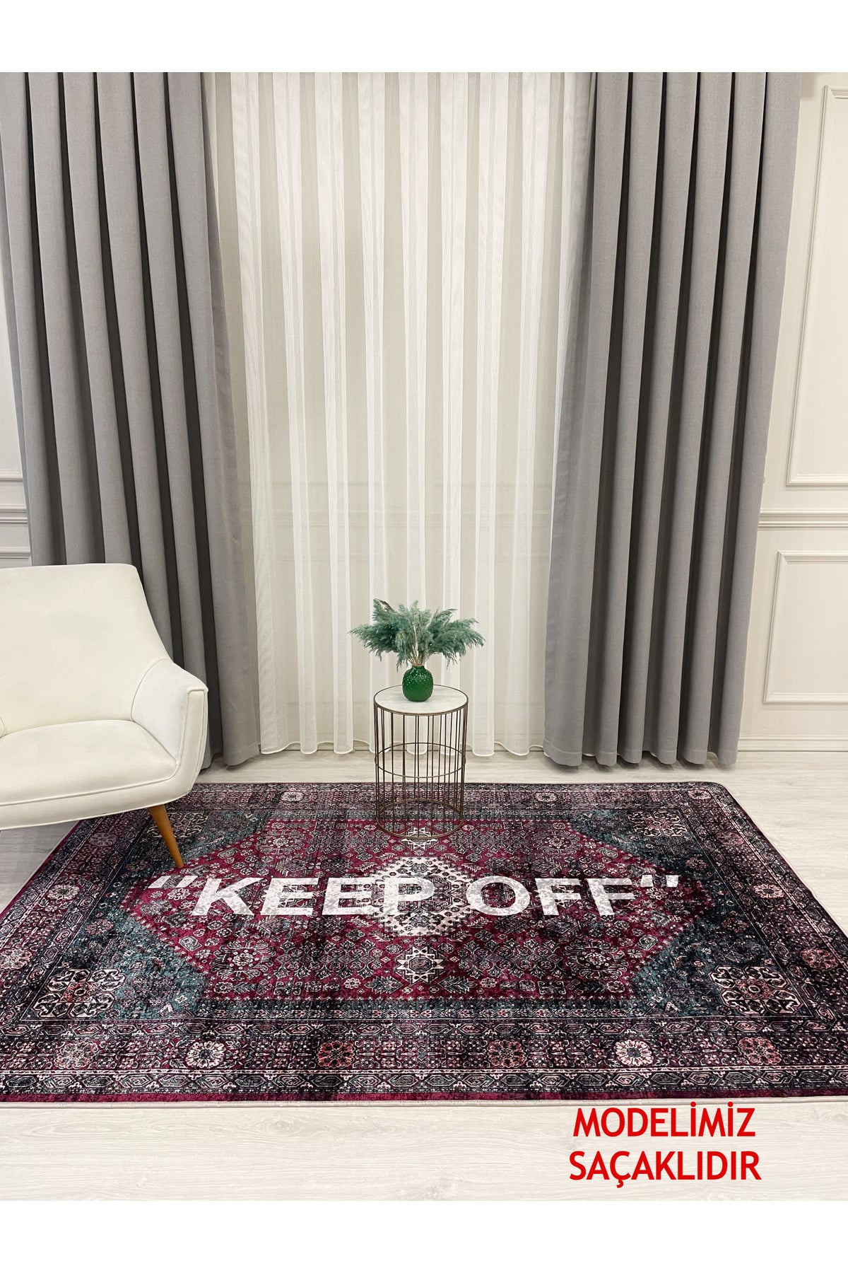 Pink Keep Off Fringed Latex Base Rug