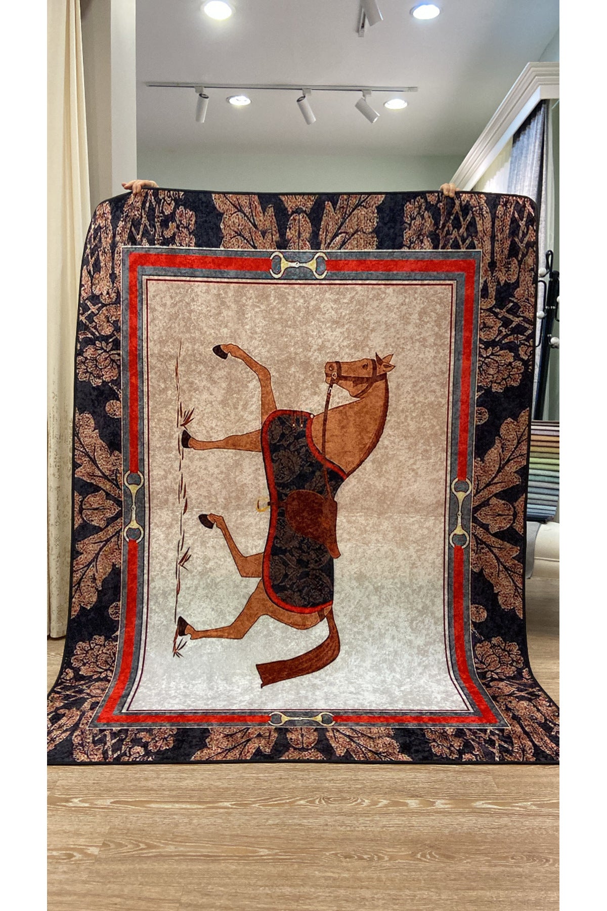 Horse Pattern Latex-Backed Rug