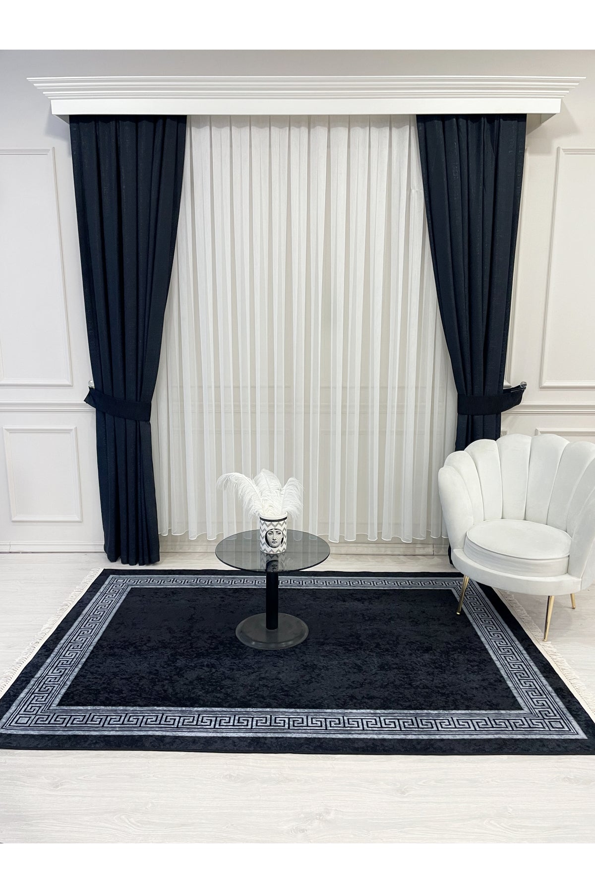 Brown Mink Bordered Latex Base Fringed Rug