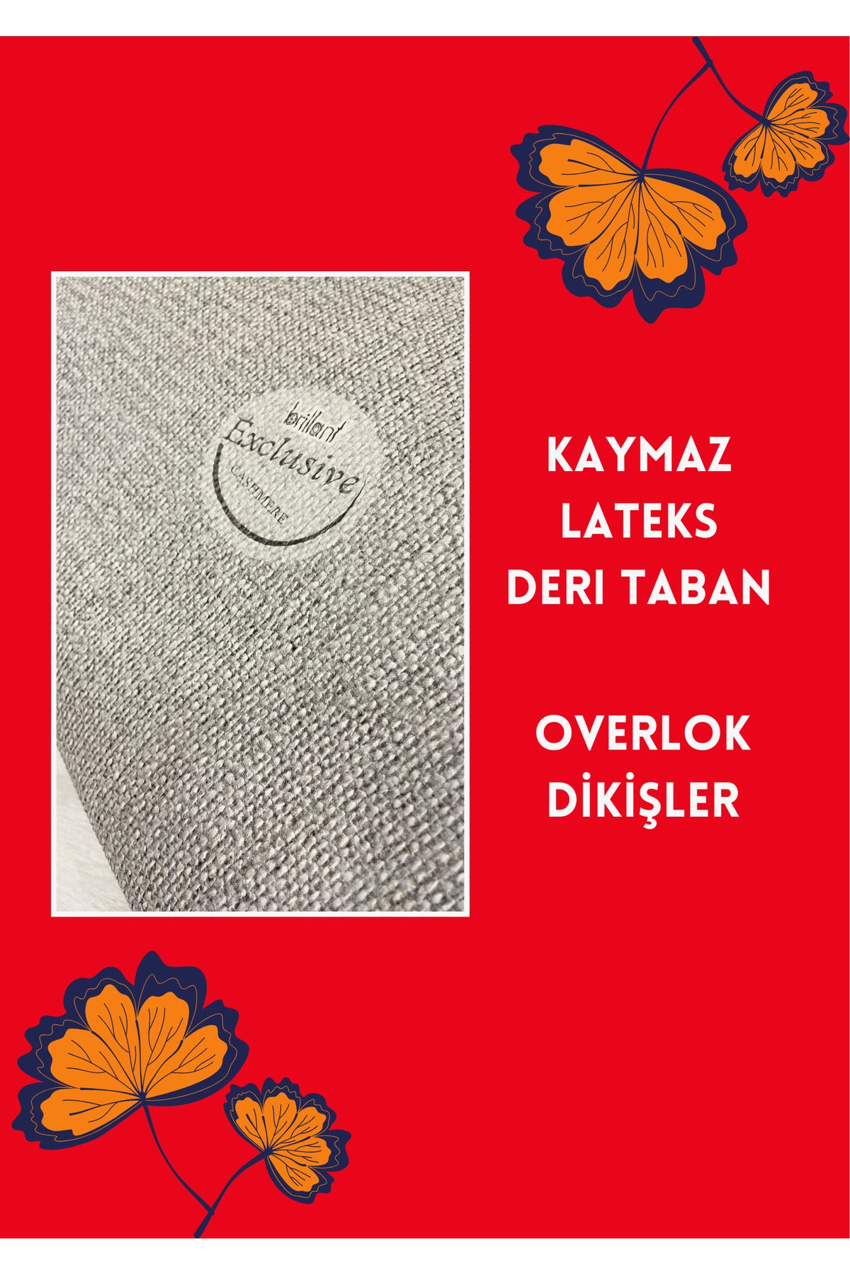 Gray Floral Checkered Round Latex Base Fringeless Rug