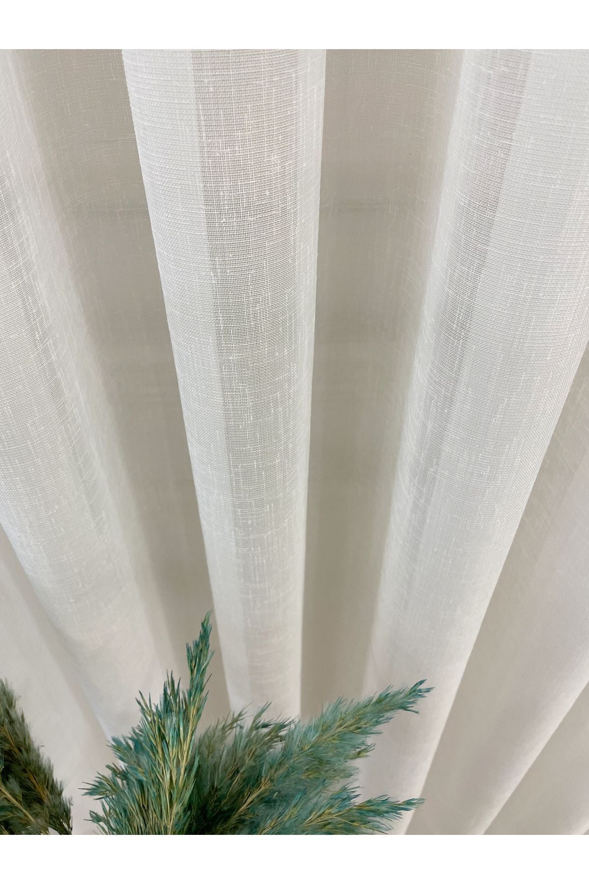 Ecru Linen-Look 1/3 Dense Pleated Sheer Curtain