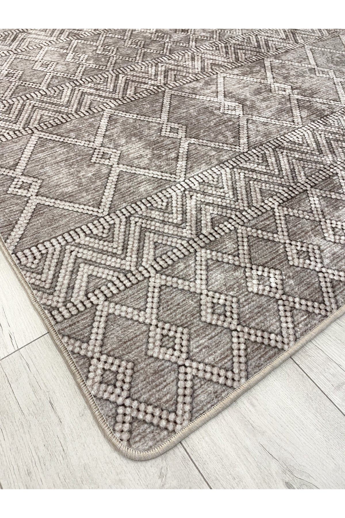 Gray Black Scandinavian Style Kilim Pattern Runner Latex Rug