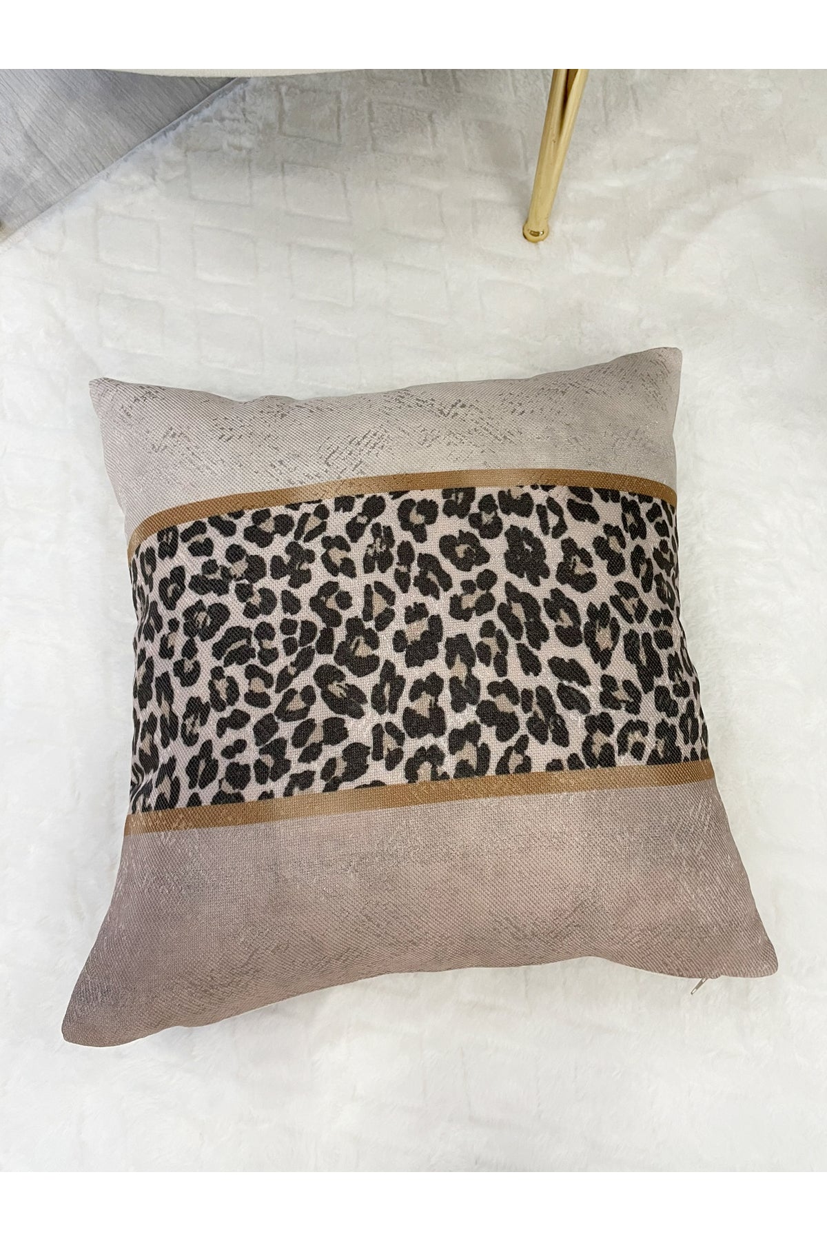 Leopard Pattern Linen-Look Cushion Cover - 45x45