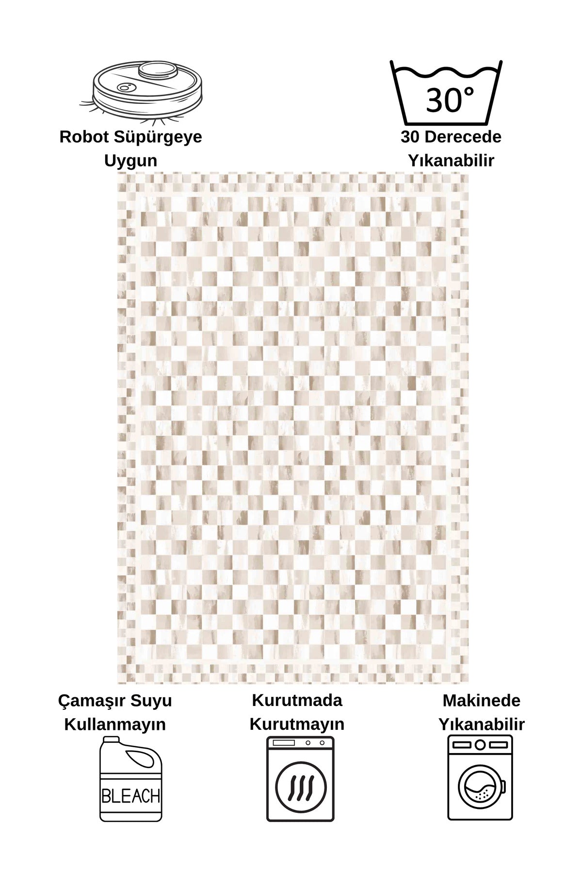 Gray Mackenzie-Style Plaid Latex Base Runner Rug