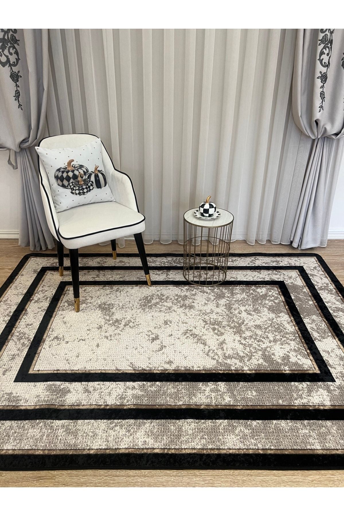 Jute Sisal Bordered Look Decorative Rug - Brown - Black