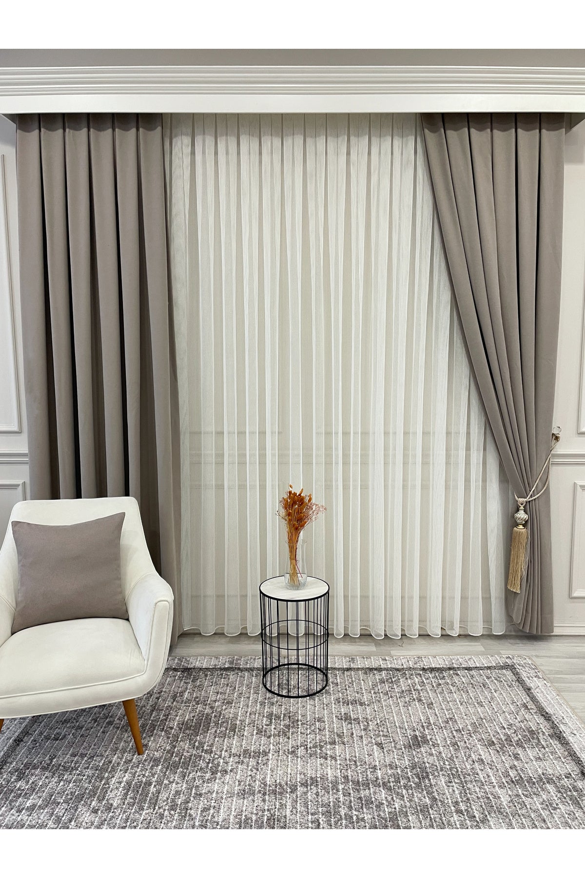 CAMEL Color 1/3 DENSE PLEAT Honeycomb Weave Soft Panama Blackout Curtain