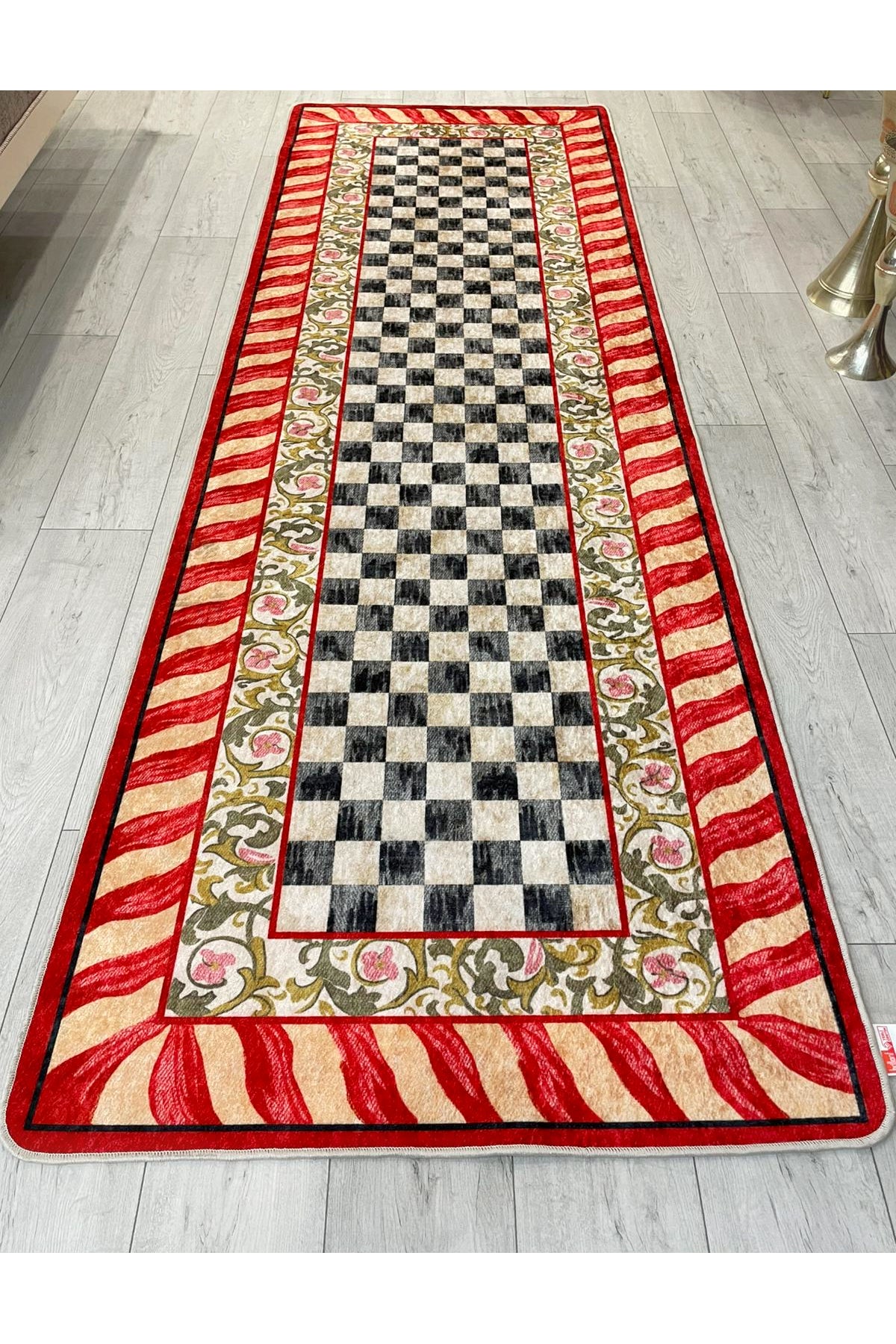 Pink - Mackenzie Style Checkered Kitchen Entryway Runner Rug