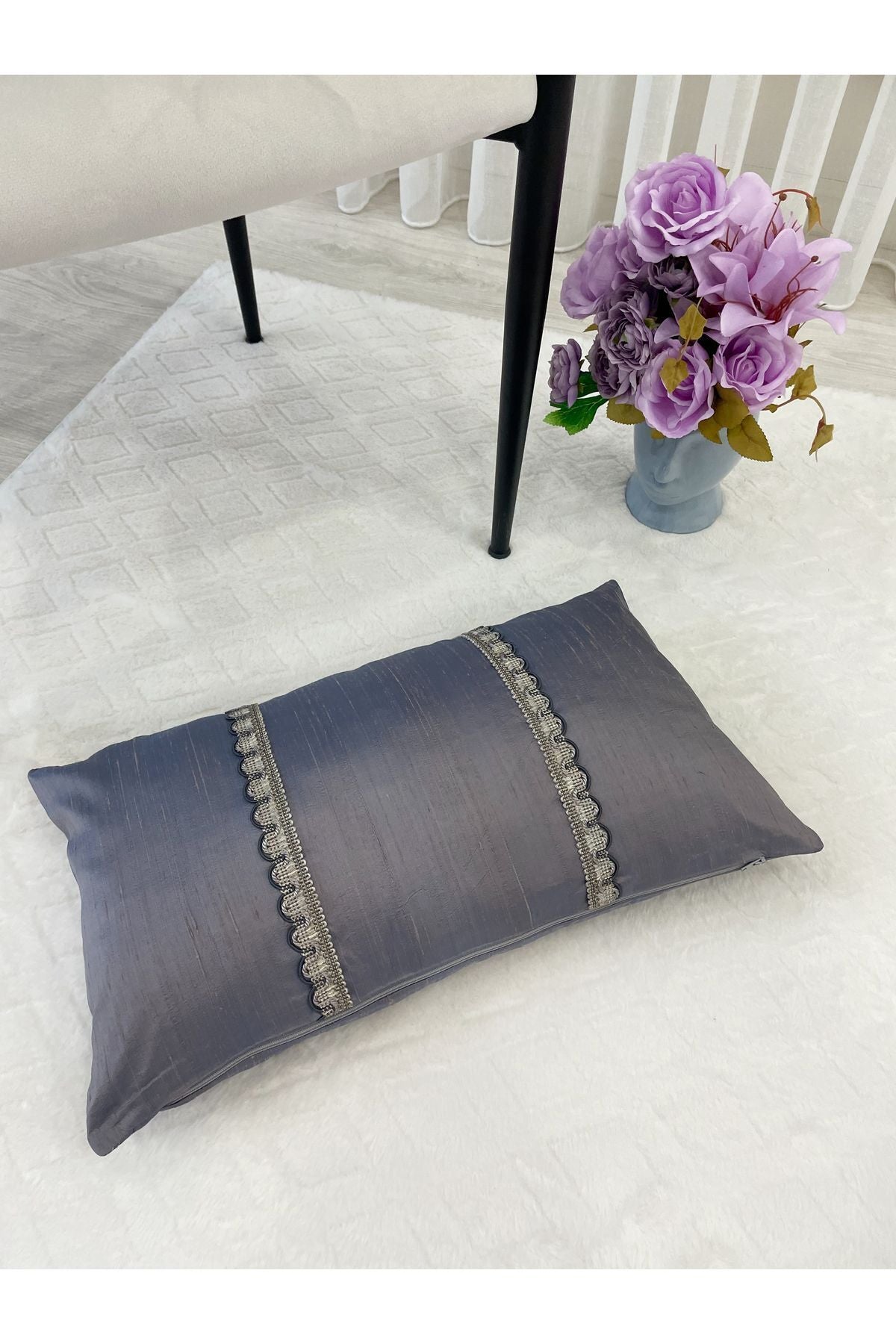 Imported Silk Cushion Pillow Cover with Cord (30x50) Oil Green