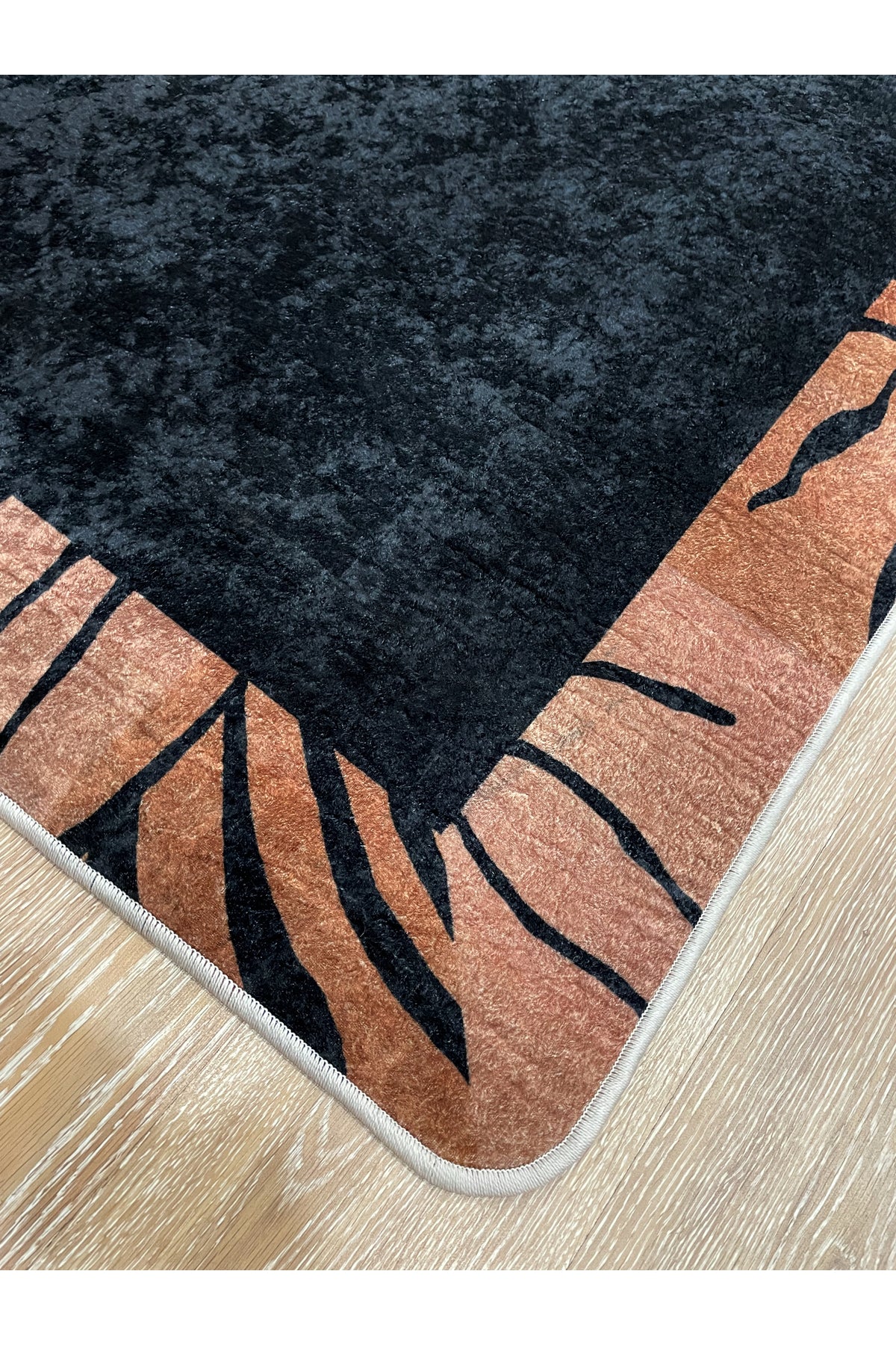 Beige-Brown Zebra Border Latex Base Rug