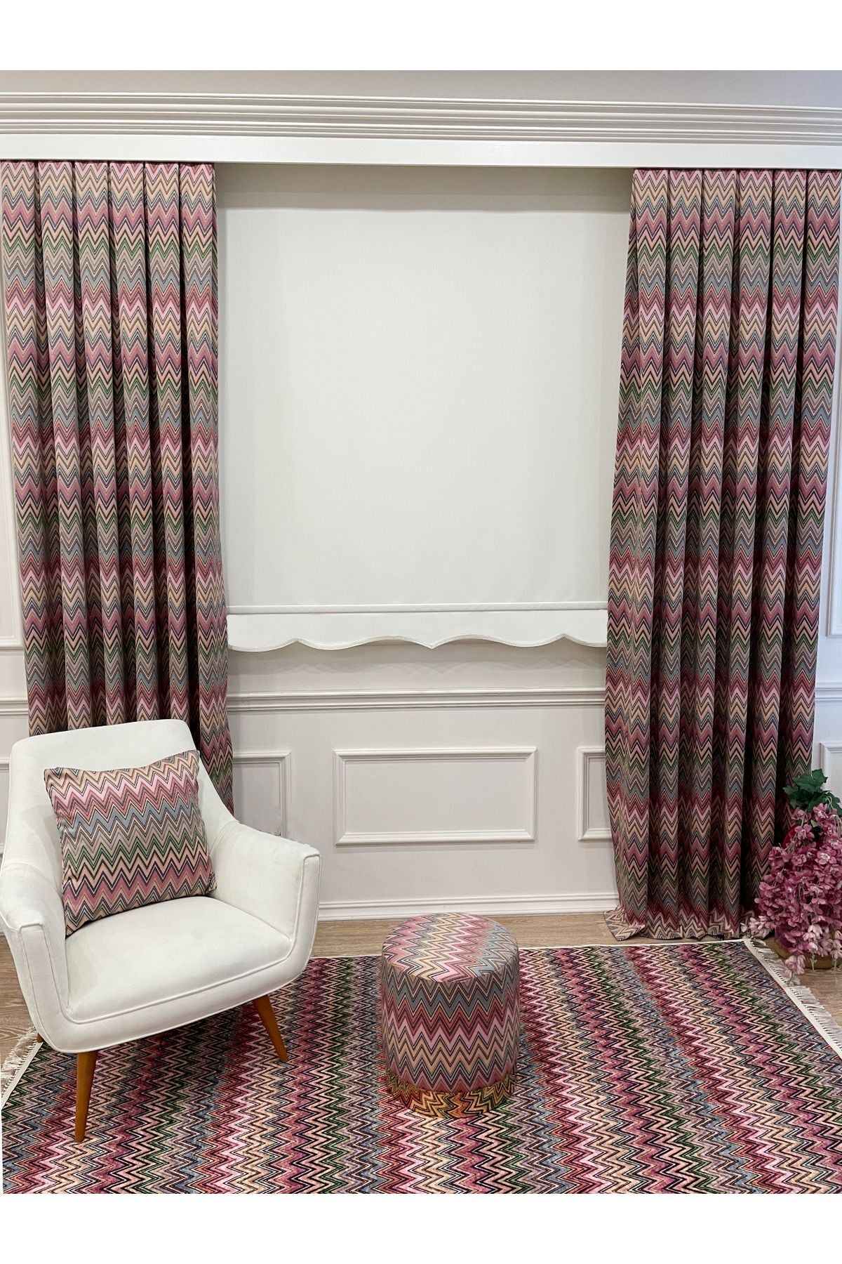 Solid Roller Shade with Scalloped Hem Cream Ms1201