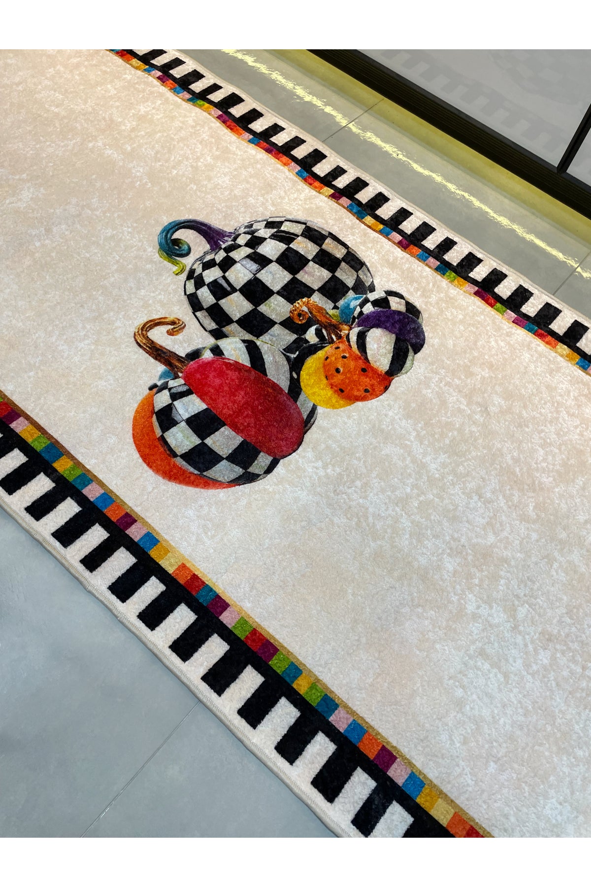 Pumpkin Patterned Latex Base Kitchen Rug Runner