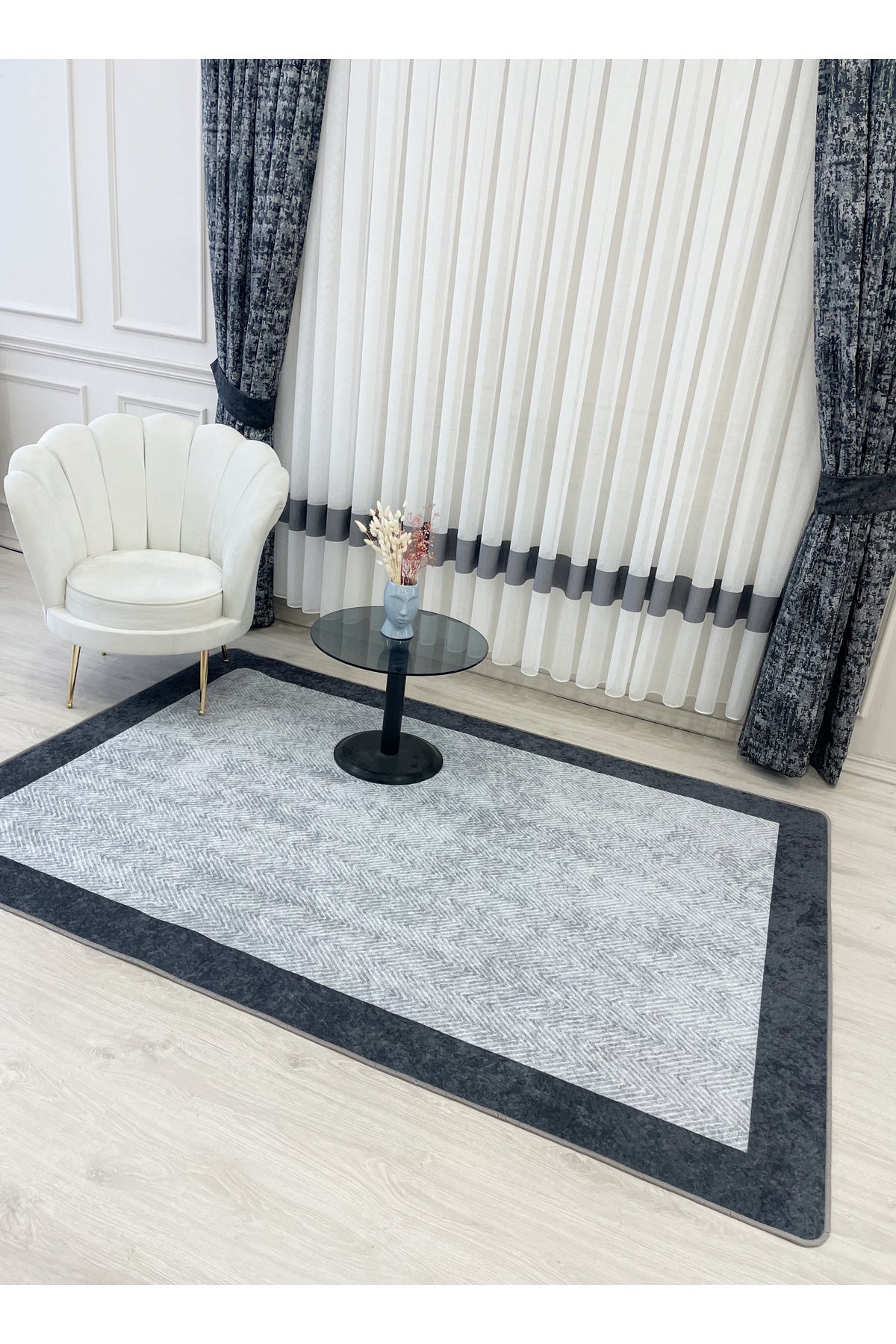 Beige - Black Wicker Jute-Look Latex Base Rug