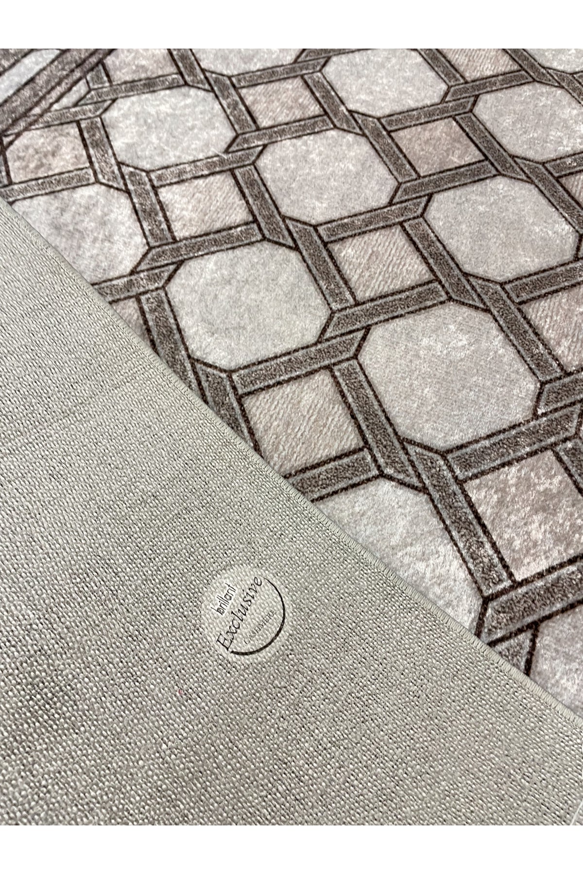 Brown Mink Embossed Look Latex Leather Base Rug