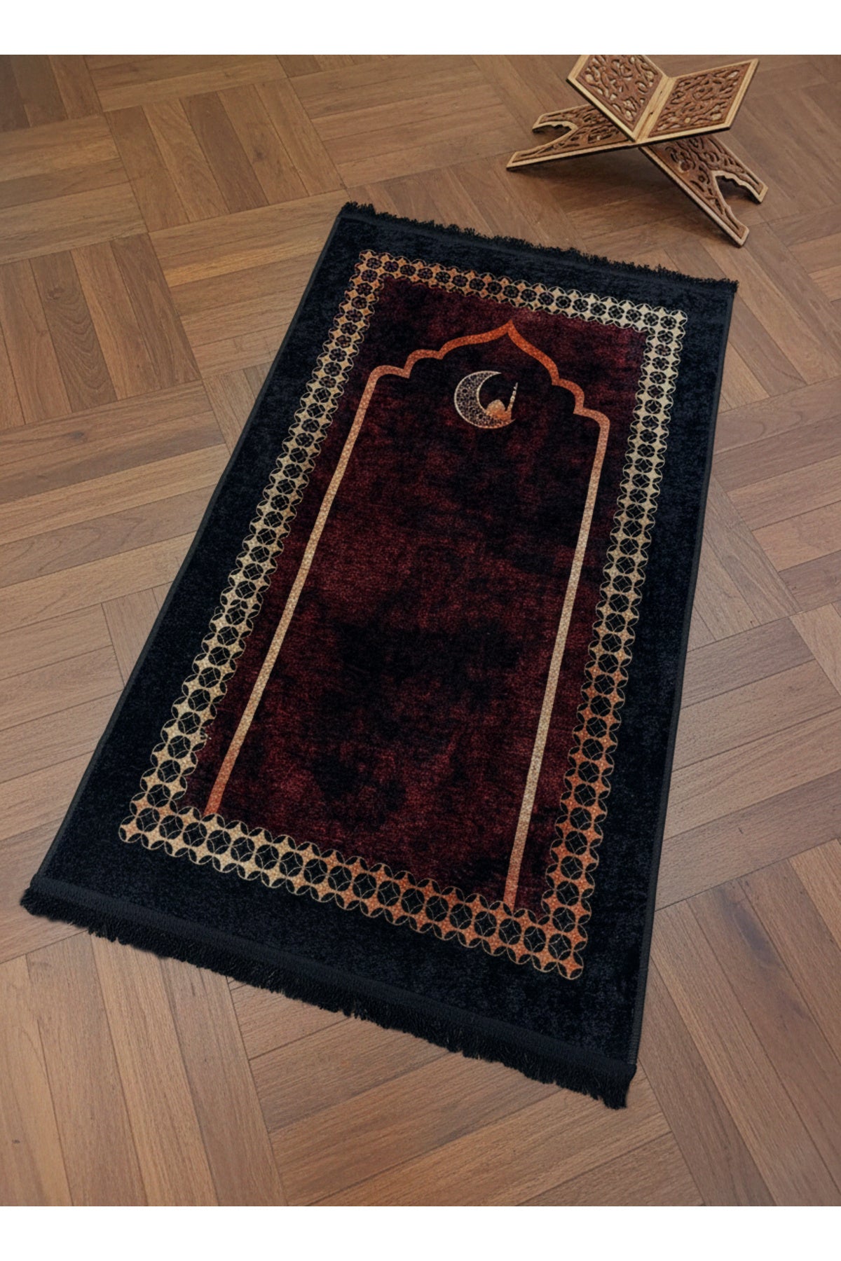 Fringed Prayer Rug Burgundy (Latex Base)