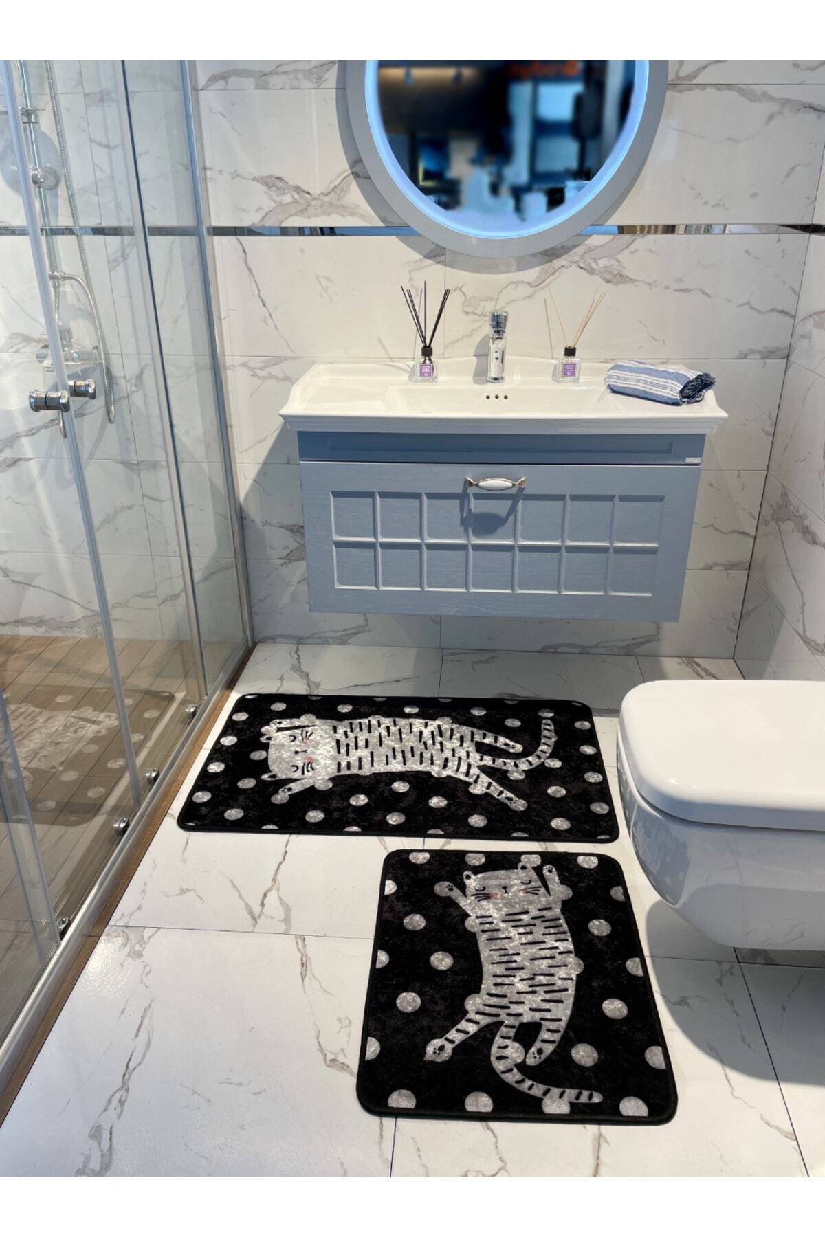 Cat Polka Dot Bathroom Mat Single Piece (Size 60x100)