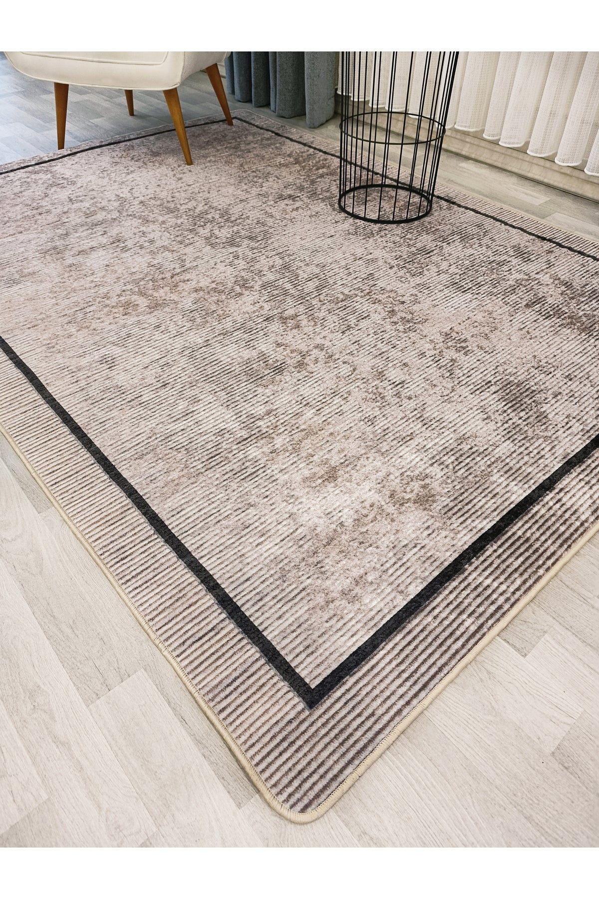 Mink Brown Geometric Pattern Non-Slip Base Runner Rug