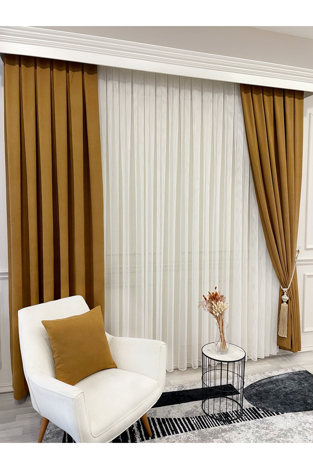 CAMEL Color 1/3 DENSE PLEAT Honeycomb Weave Soft Panama Blackout Curtain