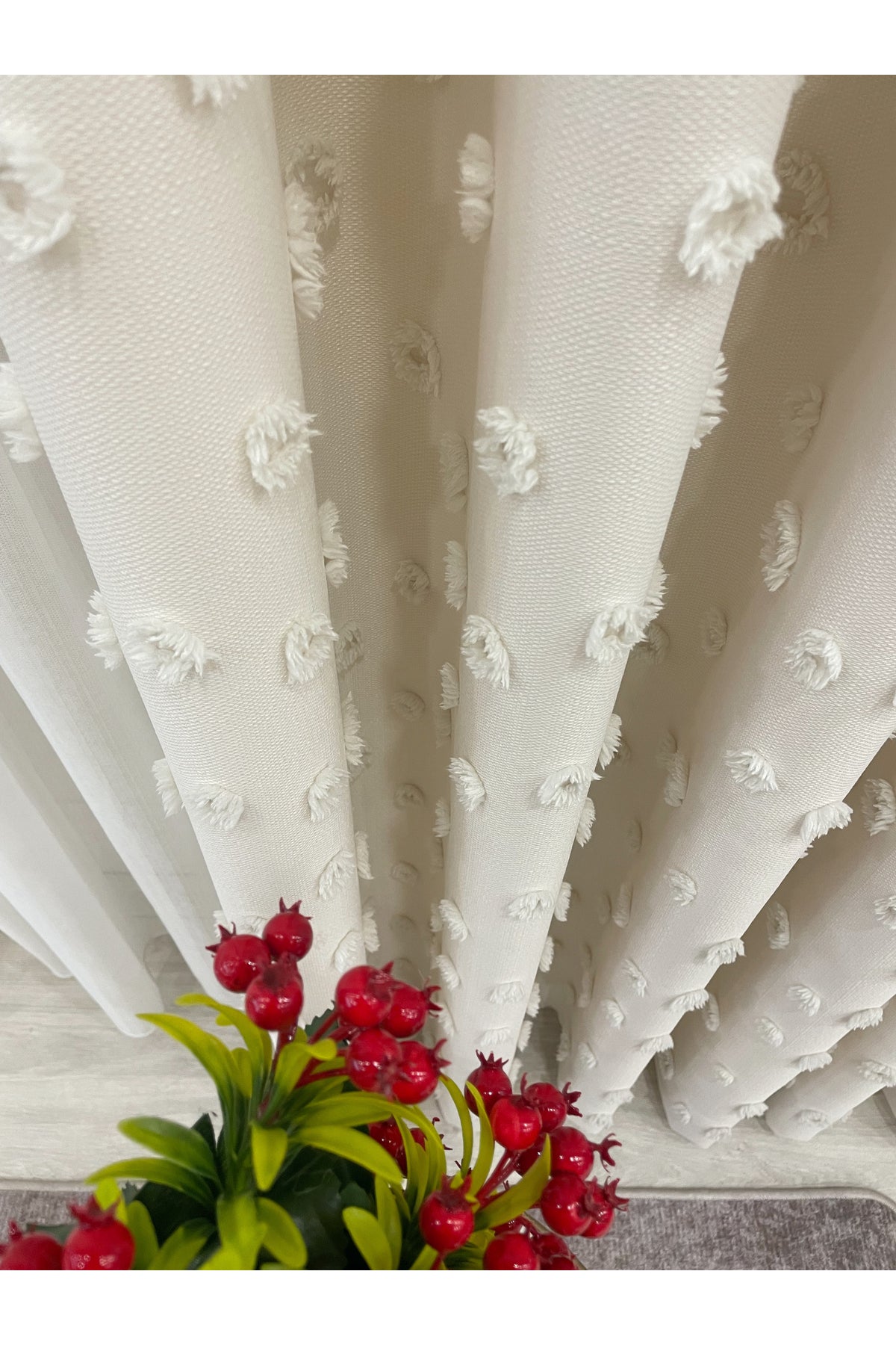 Blue Children's Room Pompom Puffy Blackout Curtain 1/3 Dense Pleating