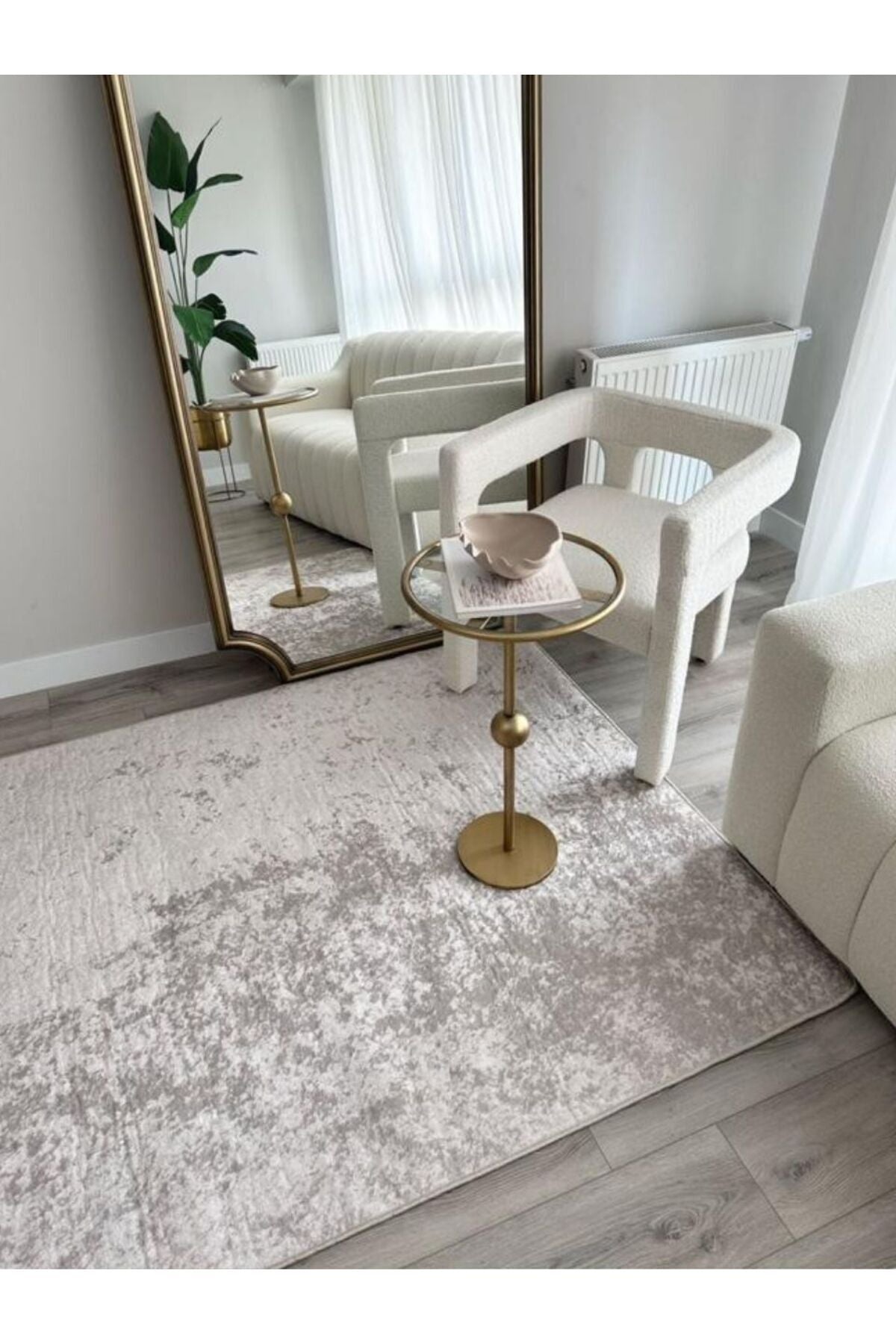 Solid Beige Latex Base Decorative Rug