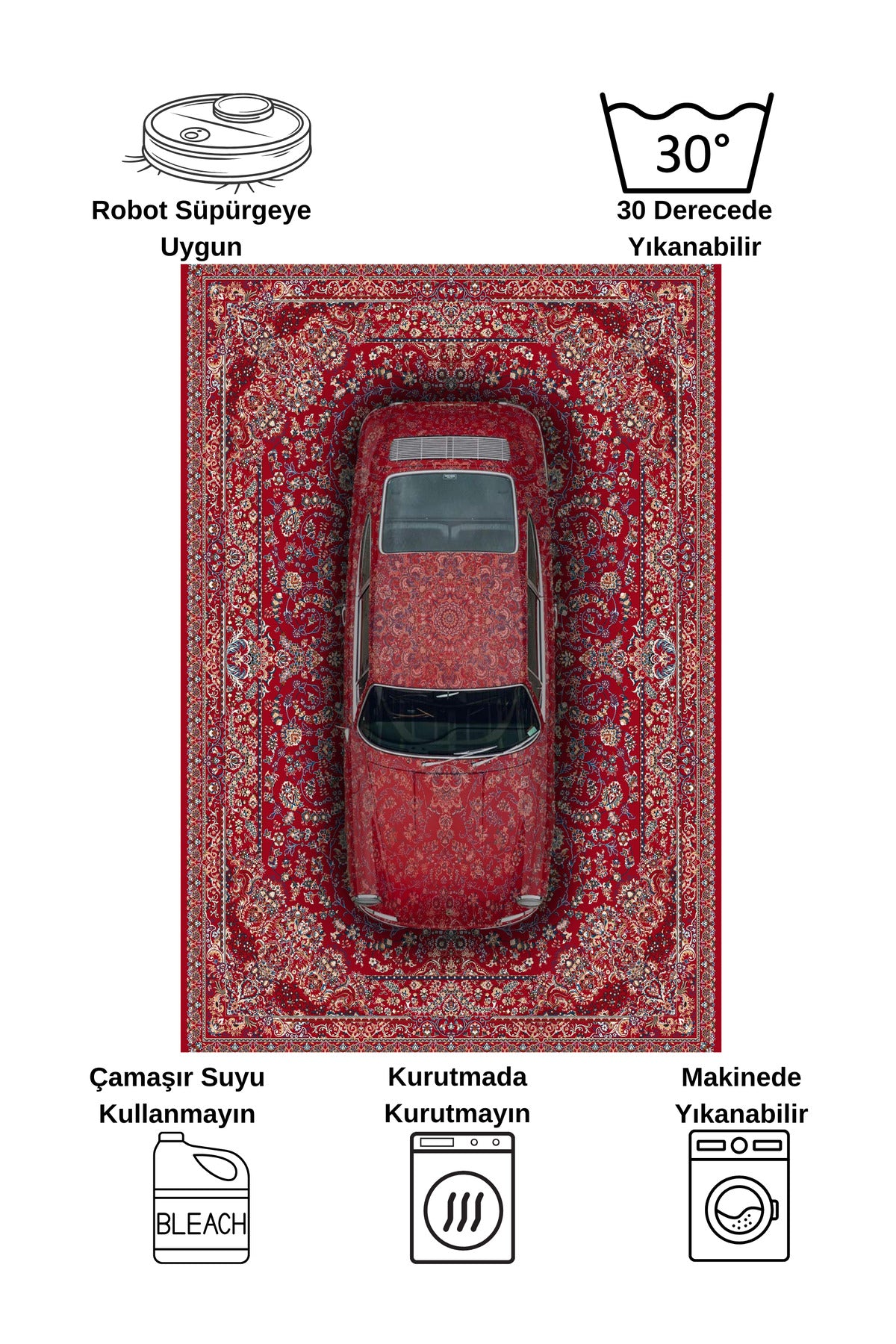 Vintage Car Pattern Latex Base Rug