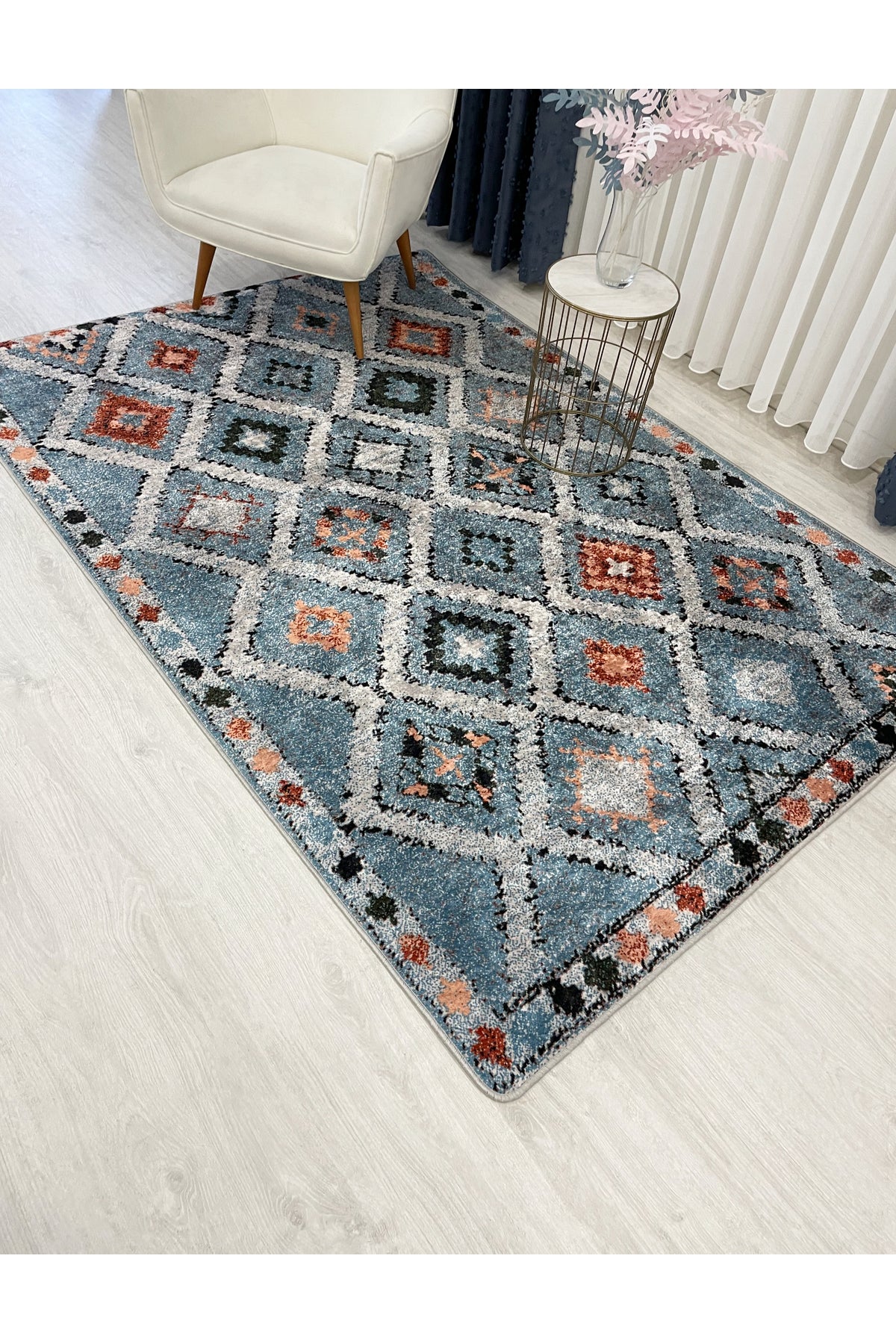 Kilim Motif Bohemian Non-Slip Base Runner Rug