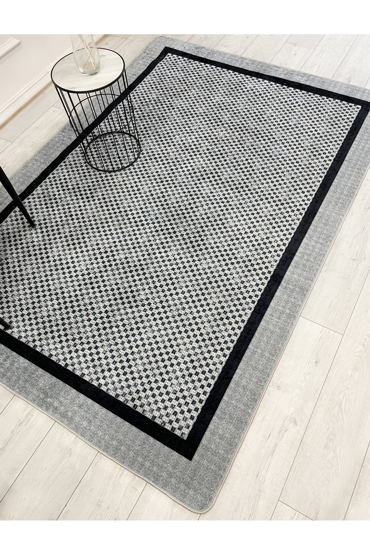 GRAY Jute Sisal-Look Bordered Non-Slip Base Runner Kitchen Rug