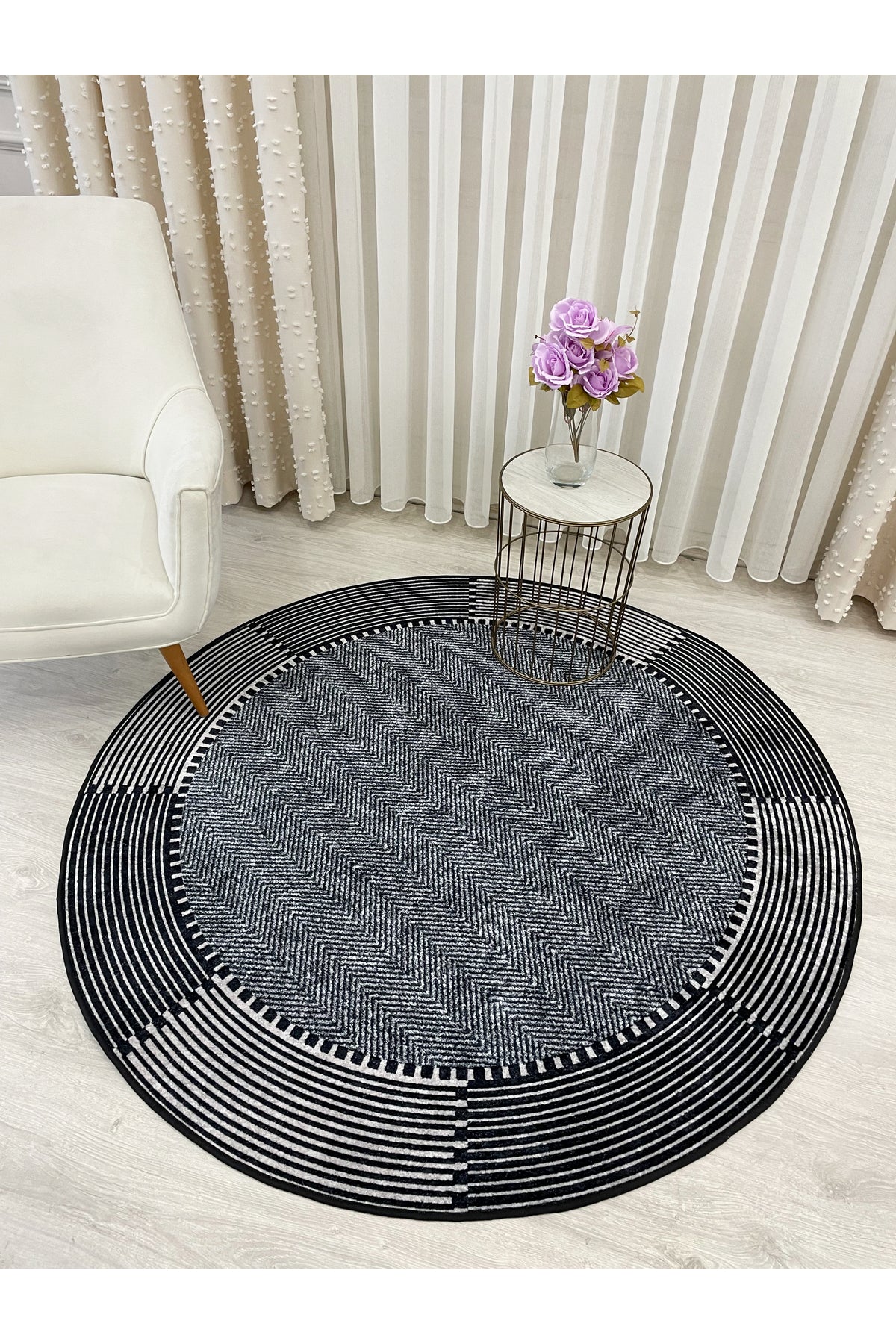 GRAY-BLACK Jute Sisal Look Non-Slip Base Runner Rug