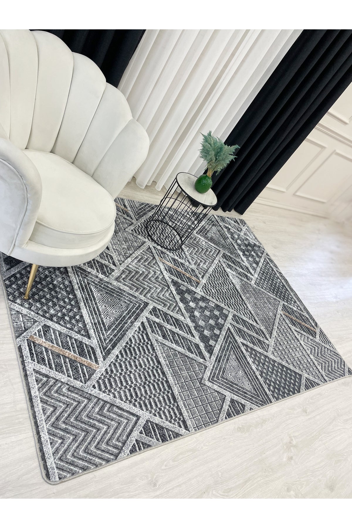 Brown Embossed Look Latex Leather Base Rug