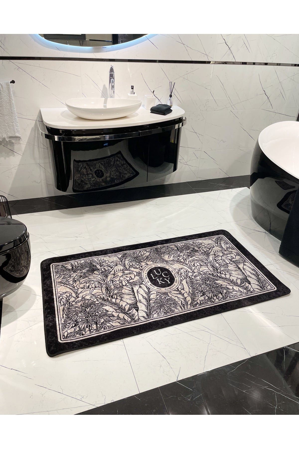 Single Floral Pattern Lucky Latex Base Bathroom Mat (60X100 SIZE)