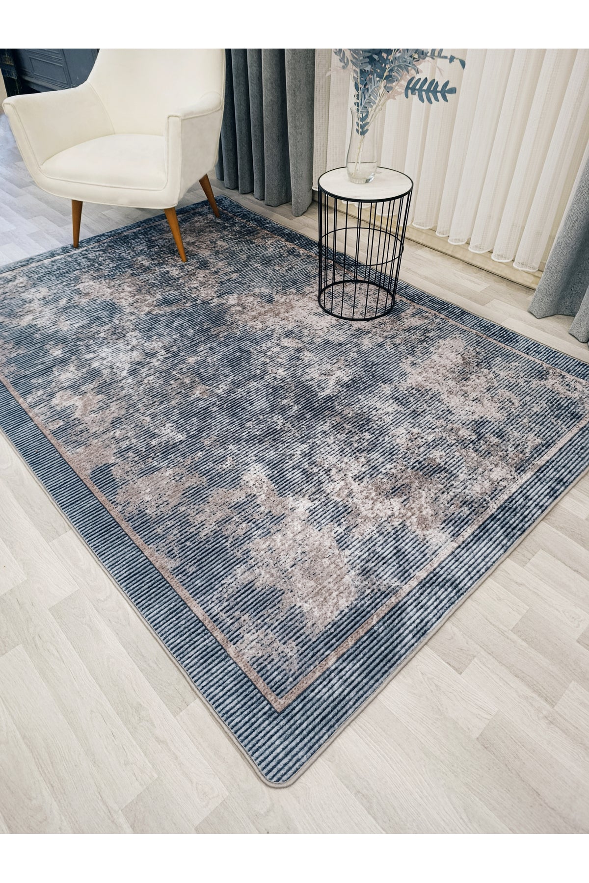 Mink Brown Geometric Pattern Non-Slip Base Runner Rug