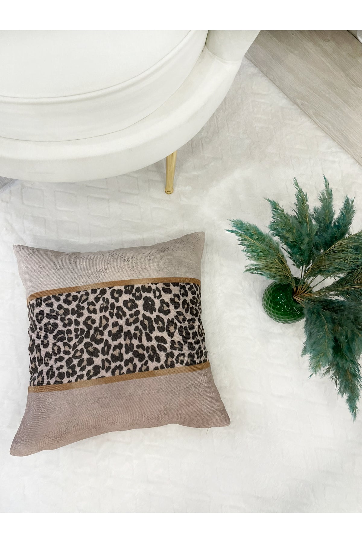 Leopard Pattern Linen-Look Cushion Cover - 45x45