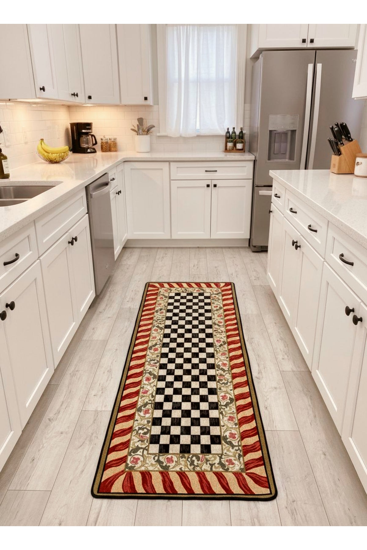 Pink - Mackenzie Style Checkered Kitchen Entryway Runner Rug