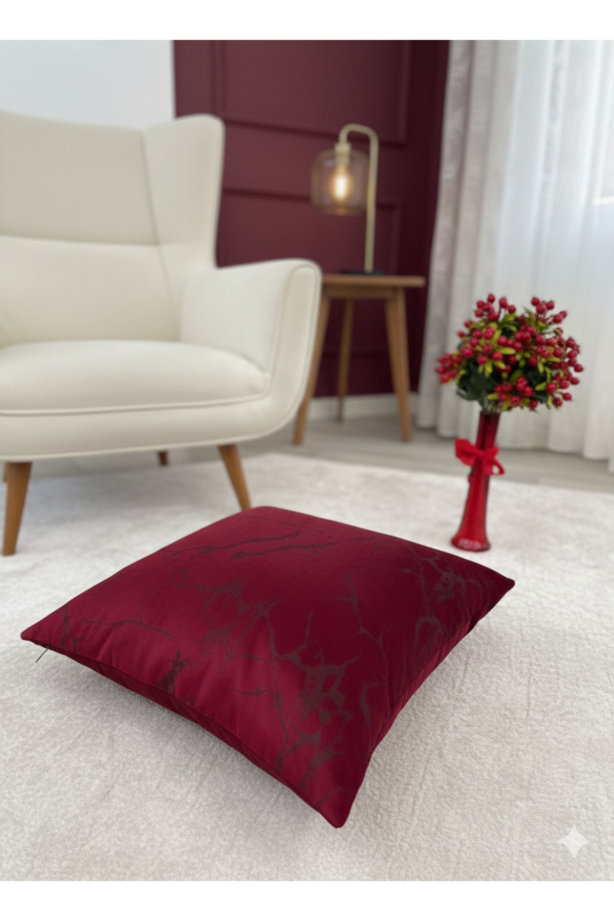 Set of 2 Velvet Throw Pillow Covers Ecru-Silver Foil (45X45)