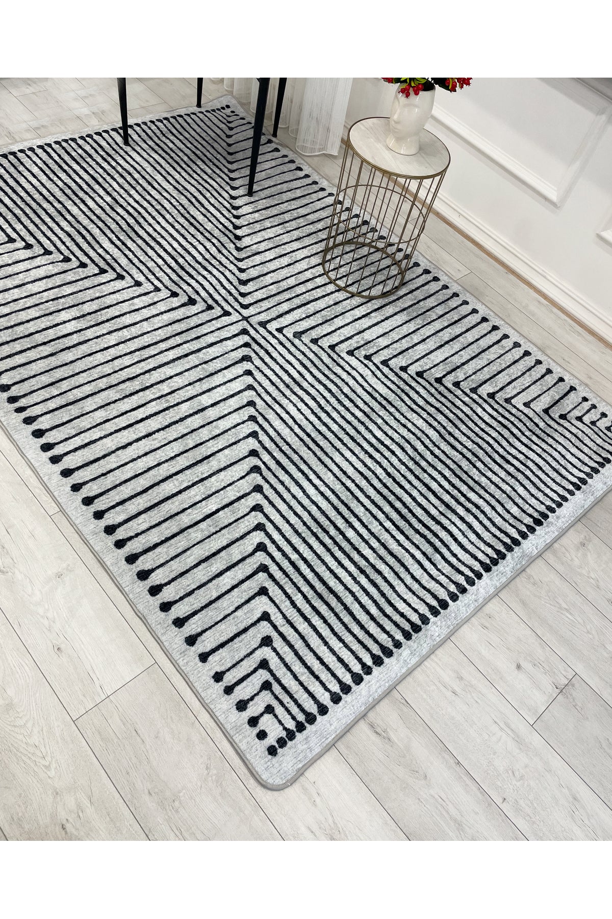 Terracotta Color Chenille-Look Design Runner Kitchen Rug