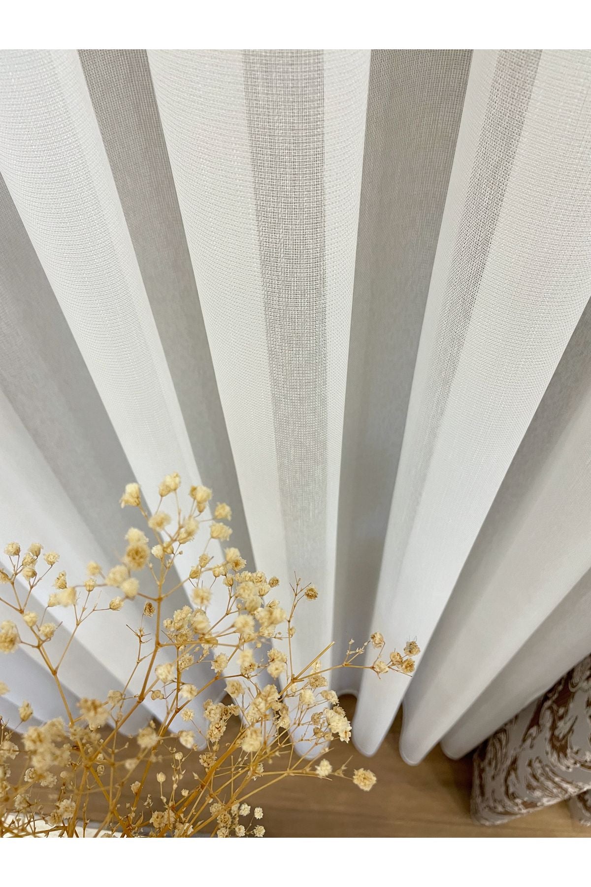 Modern Textured 1/3 Dense Pleat - ECRU Sheer Curtain