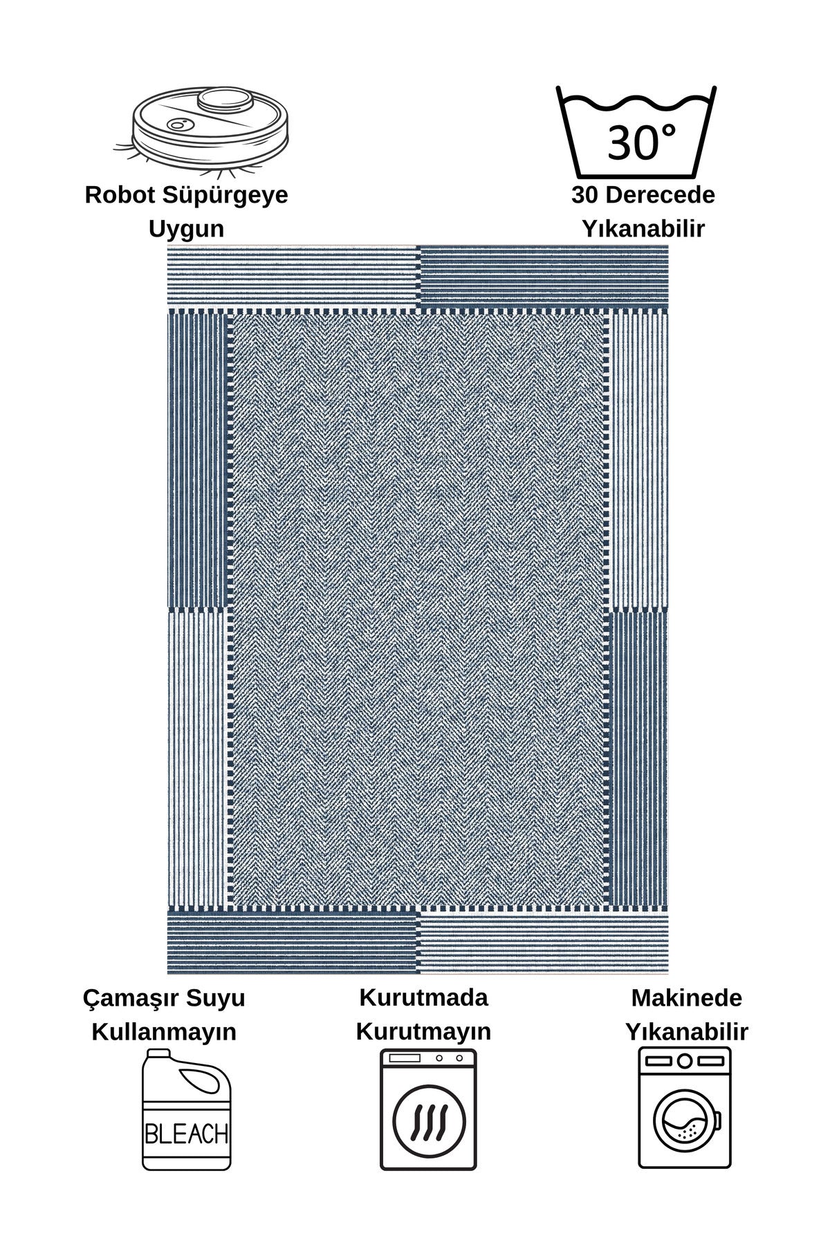 GRAY-BLACK Jute Sisal Look Non-Slip Base Runner Rug