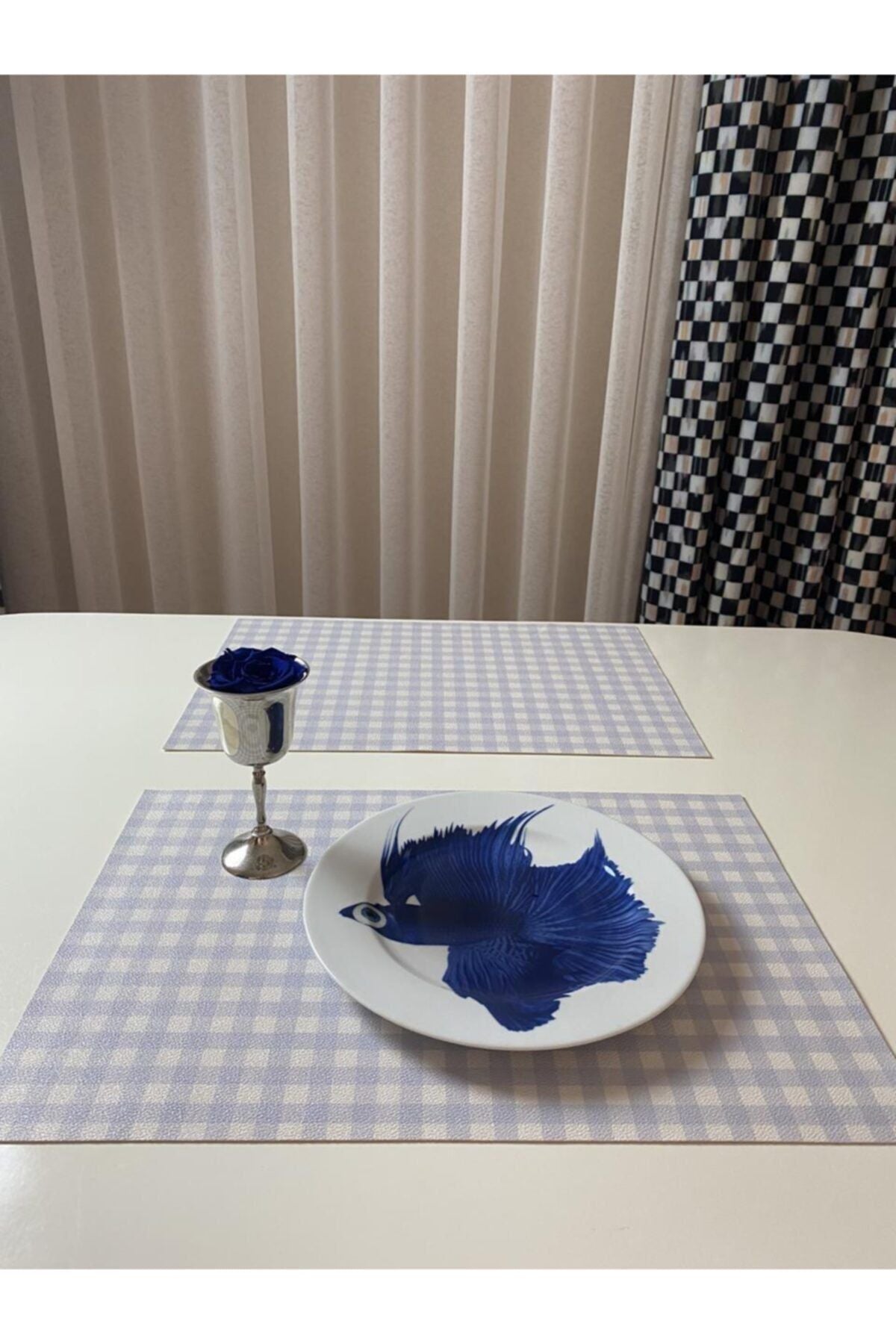 Set of 6 Checkered Placemats - Style 19